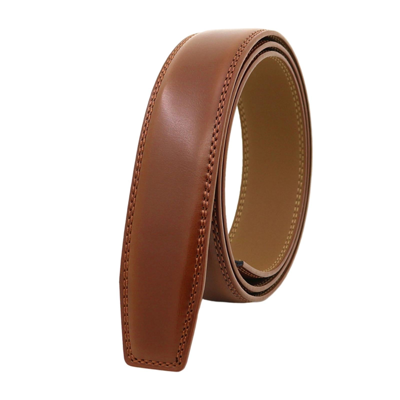 120cm High Quality Leather Belt Strap Without Automatic Buckle for Men Brown