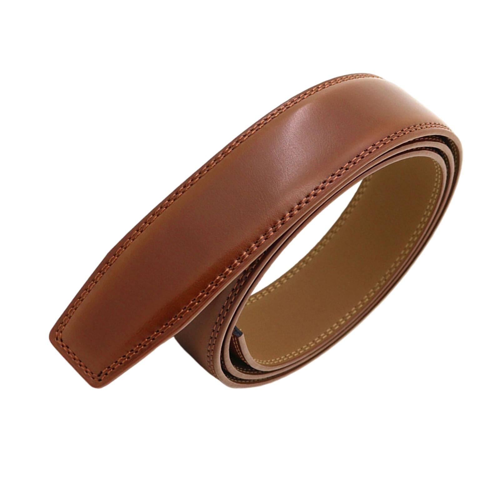 120cm High Quality Leather Belt Strap Without Automatic Buckle for Men Brown
