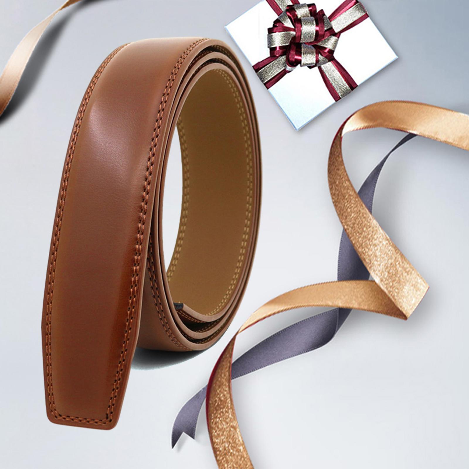 120cm High Quality Leather Belt Strap Without Automatic Buckle for Men Brown