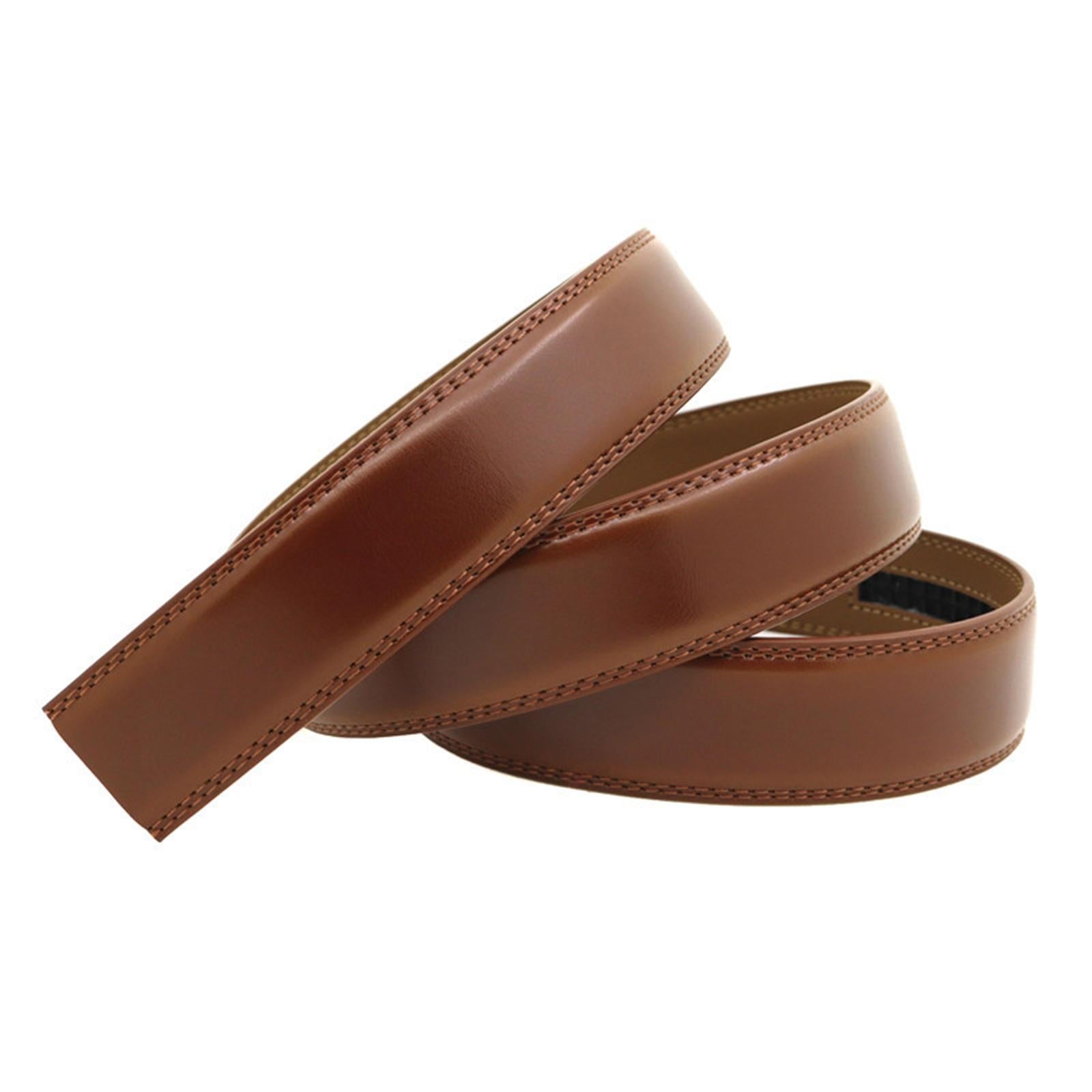 120cm High Quality Leather Belt Strap Without Automatic Buckle for Men Brown
