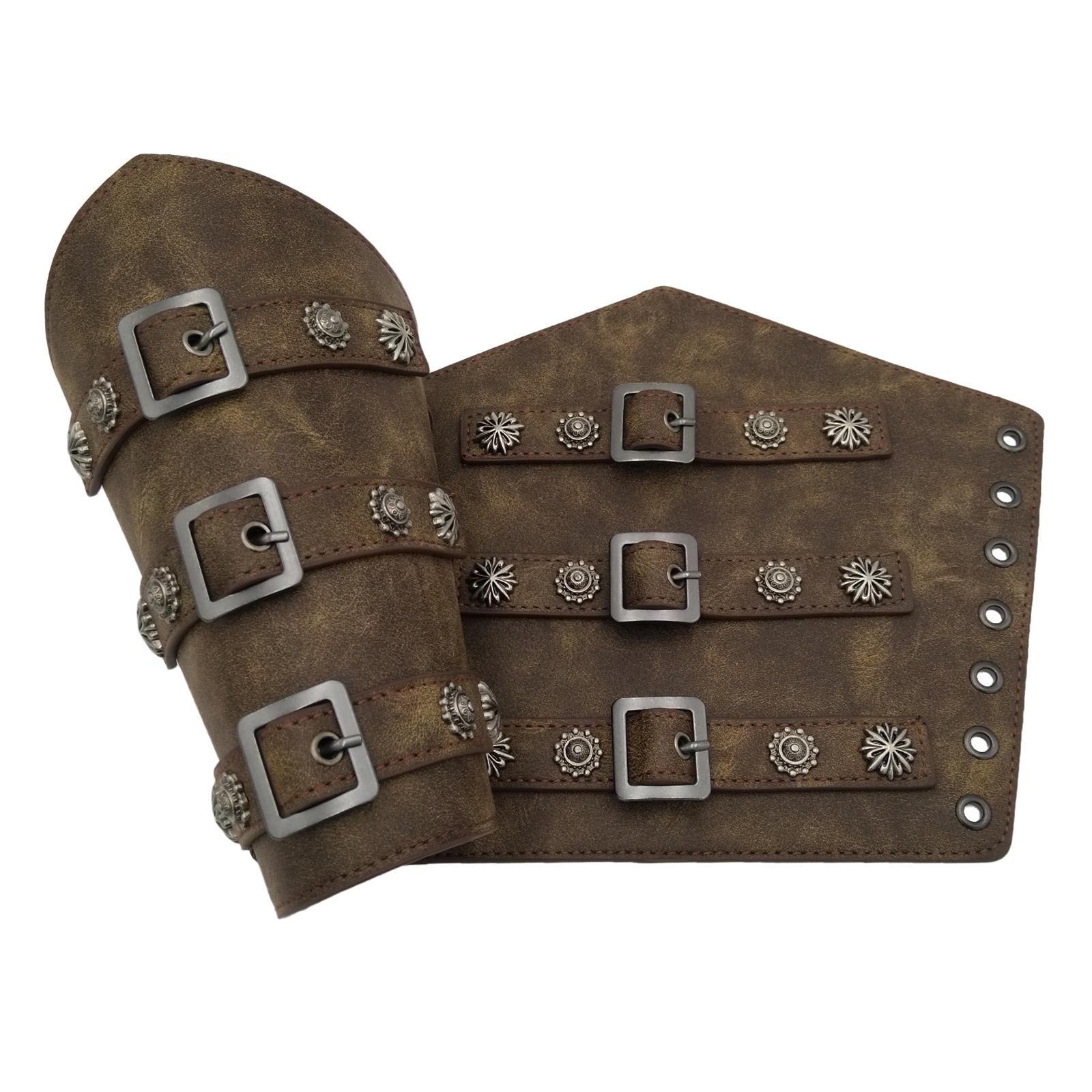2Pcs Ancient Medieval Bracers Adjustable Costume Men Wristband Bronze