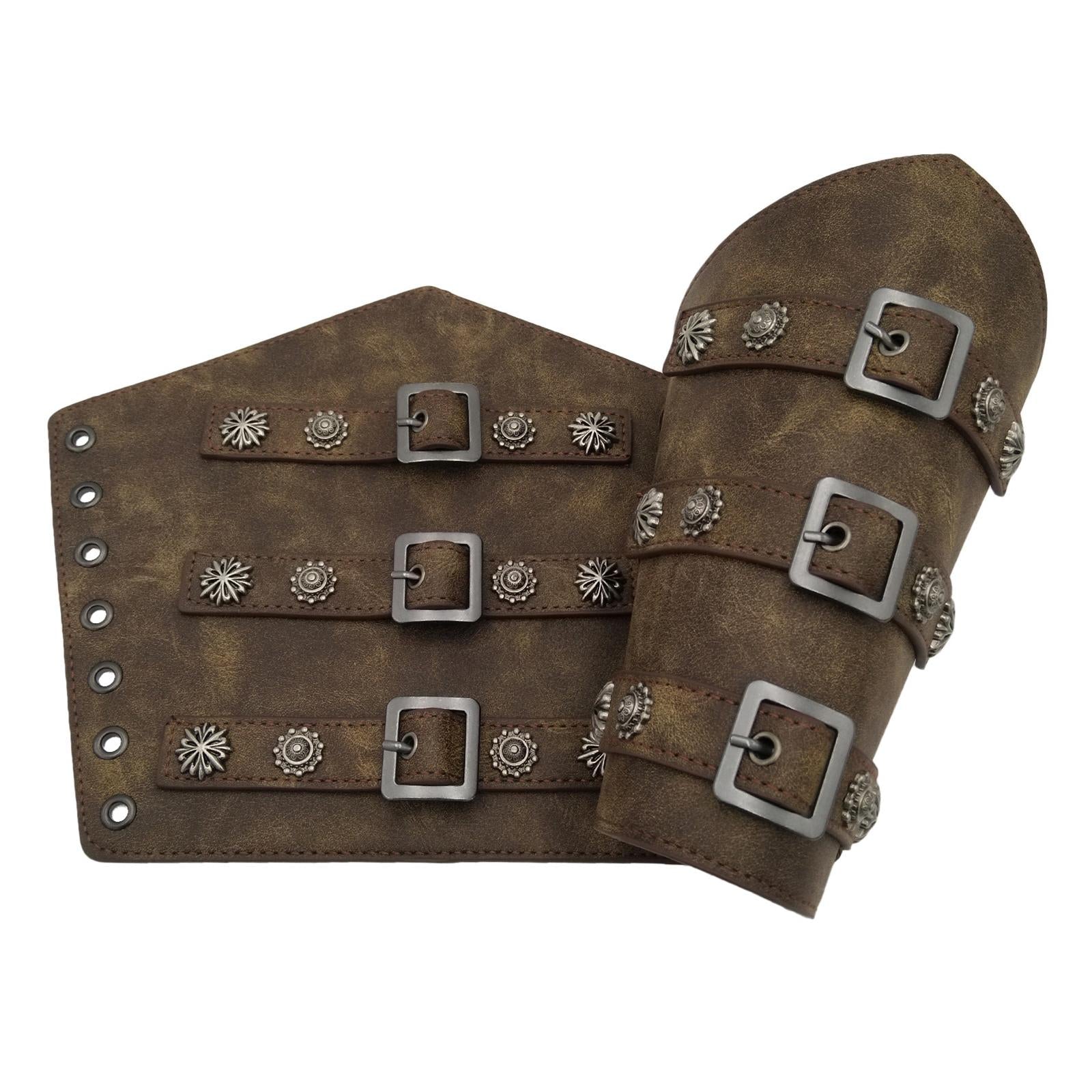 2Pcs Ancient Medieval Bracers Adjustable Costume Men Wristband Bronze
