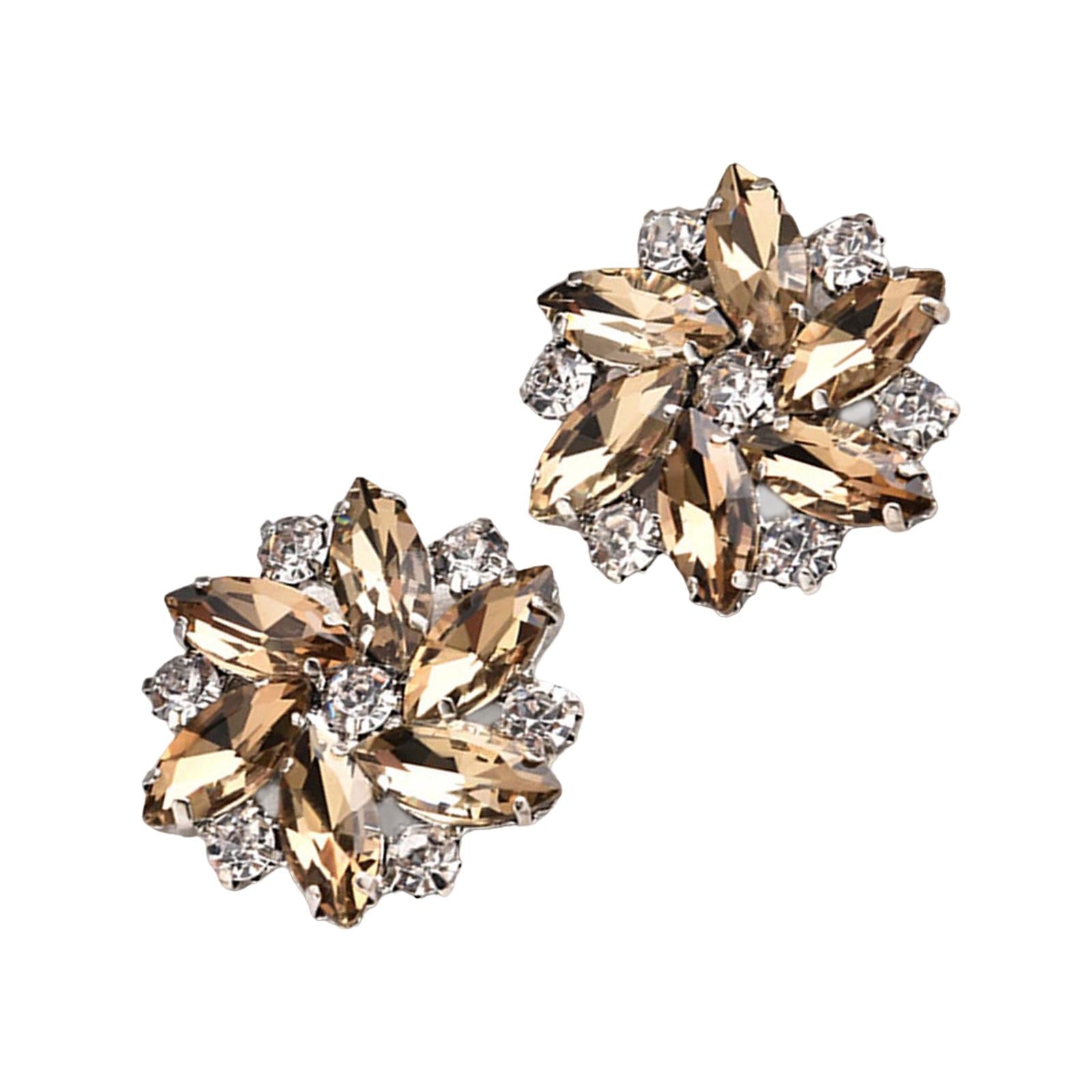 2Pc Rhinestone Shoe Clips Jewelry Crystal Shoe Buckle Wedding Dress Brown