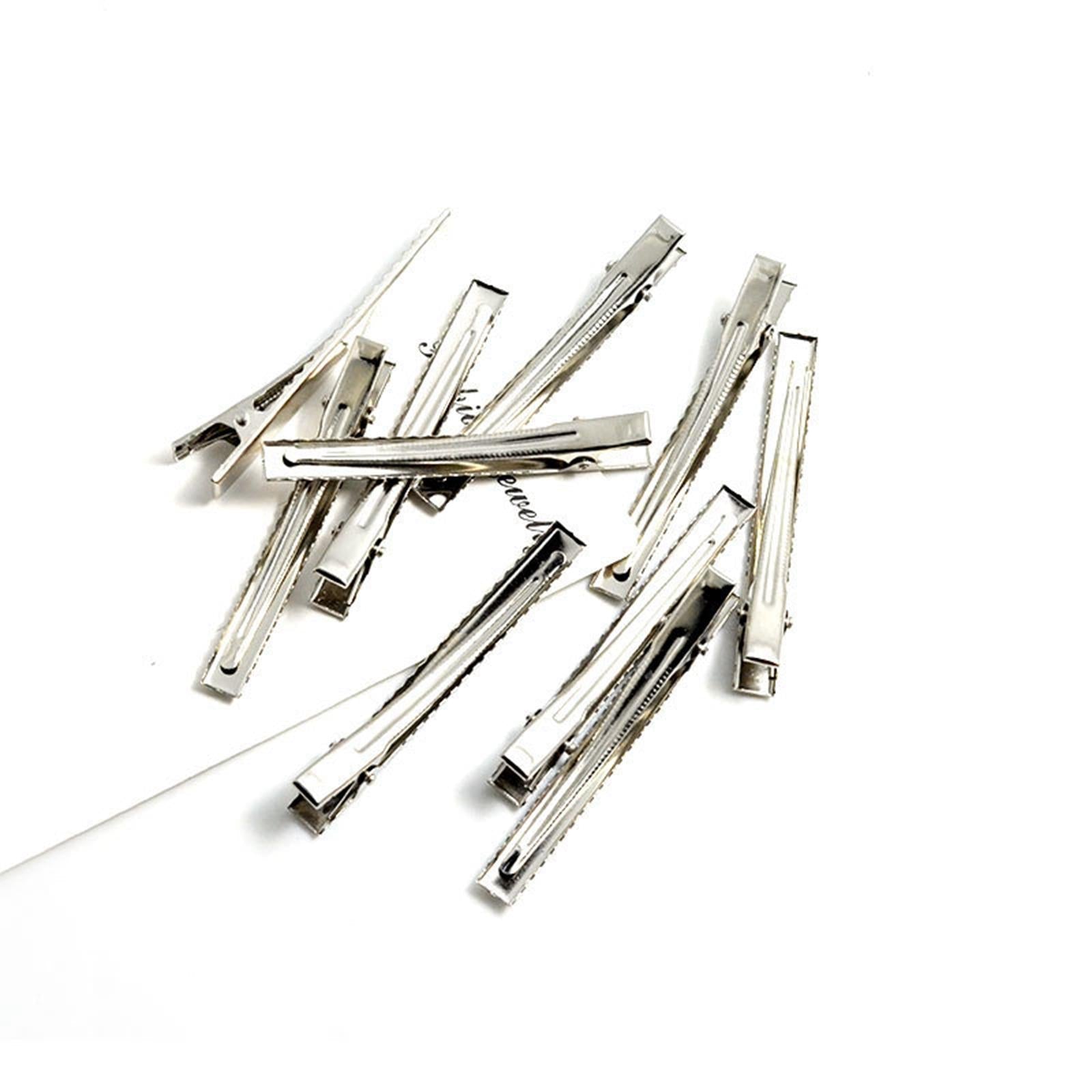 10 Silver Single Prong Alligator Metal Clips w/ teeth 3 Hair Bow Clips Bulk"