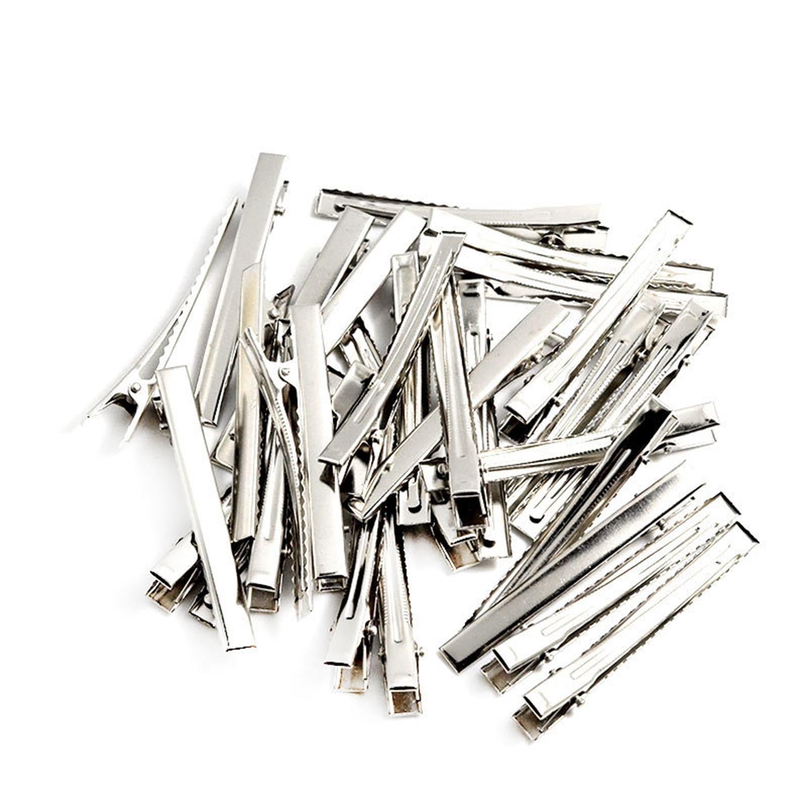 10 Silver Single Prong Alligator Metal Clips w/ teeth 3 Hair Bow Clips Bulk"