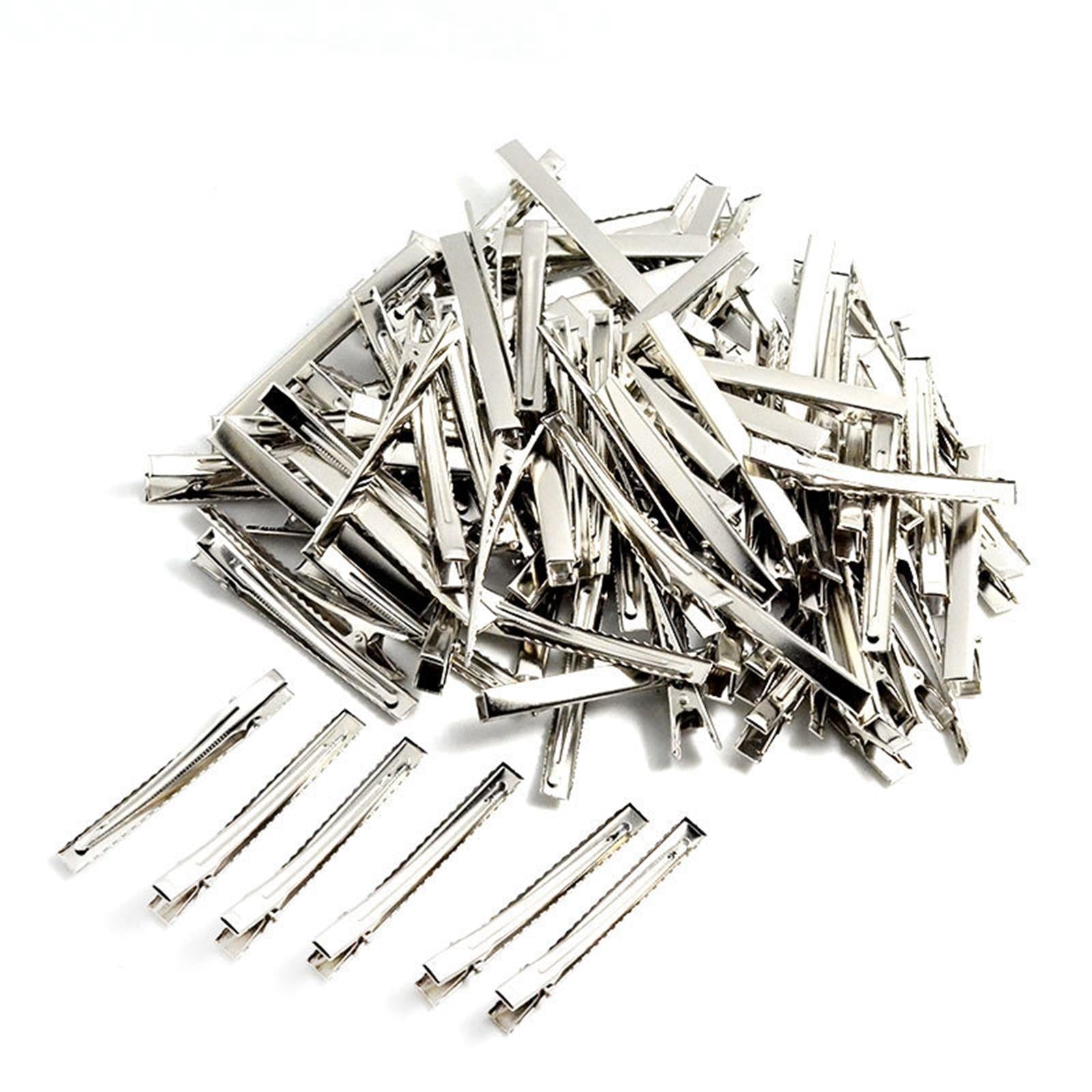 10 Silver Single Prong Alligator Metal Clips w/ teeth 3 Hair Bow Clips Bulk"