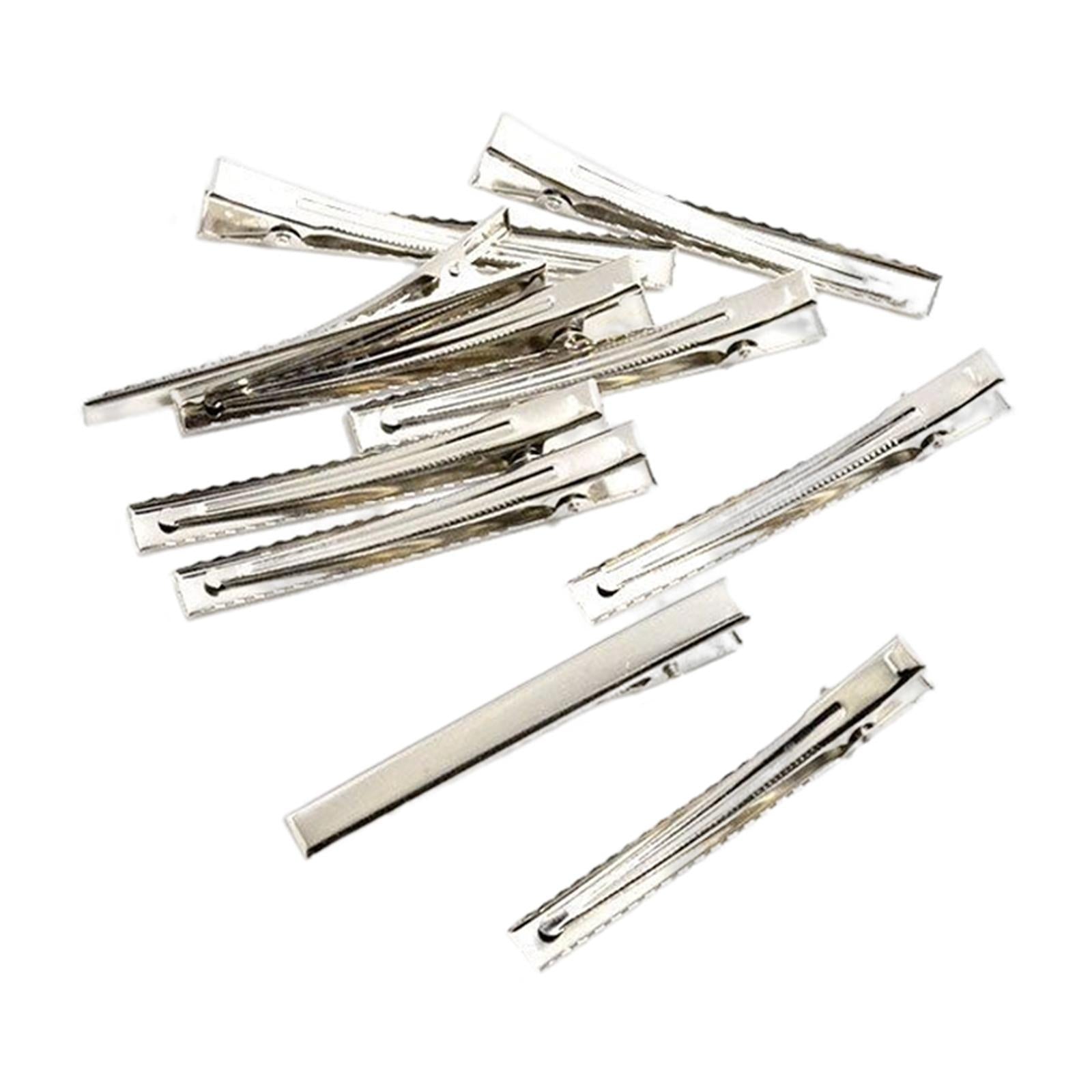 10 Silver Single Prong Alligator Metal Clips w/ teeth 3 Hair Bow Clips Bulk"