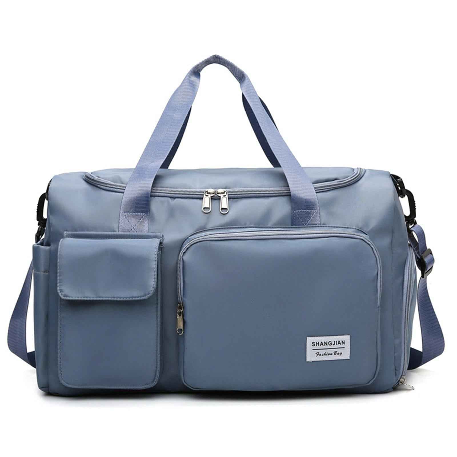 Waterproof Sports Duffel Tote Handbag Wet Pocket Shoulder Bag for Men Women Blue