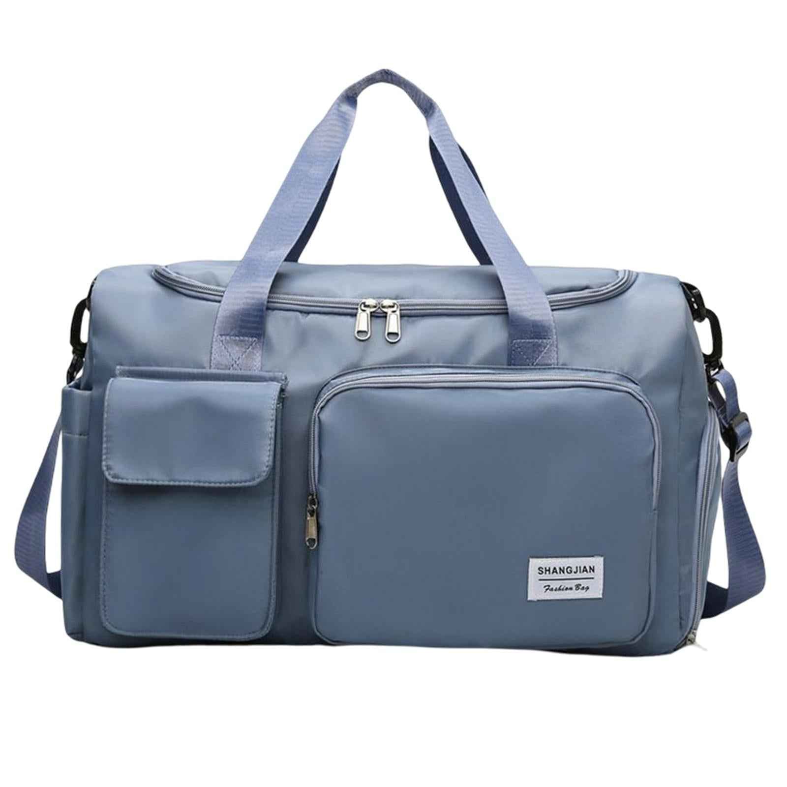 Waterproof Sports Duffel Tote Handbag Wet Pocket Shoulder Bag for Men Women Blue