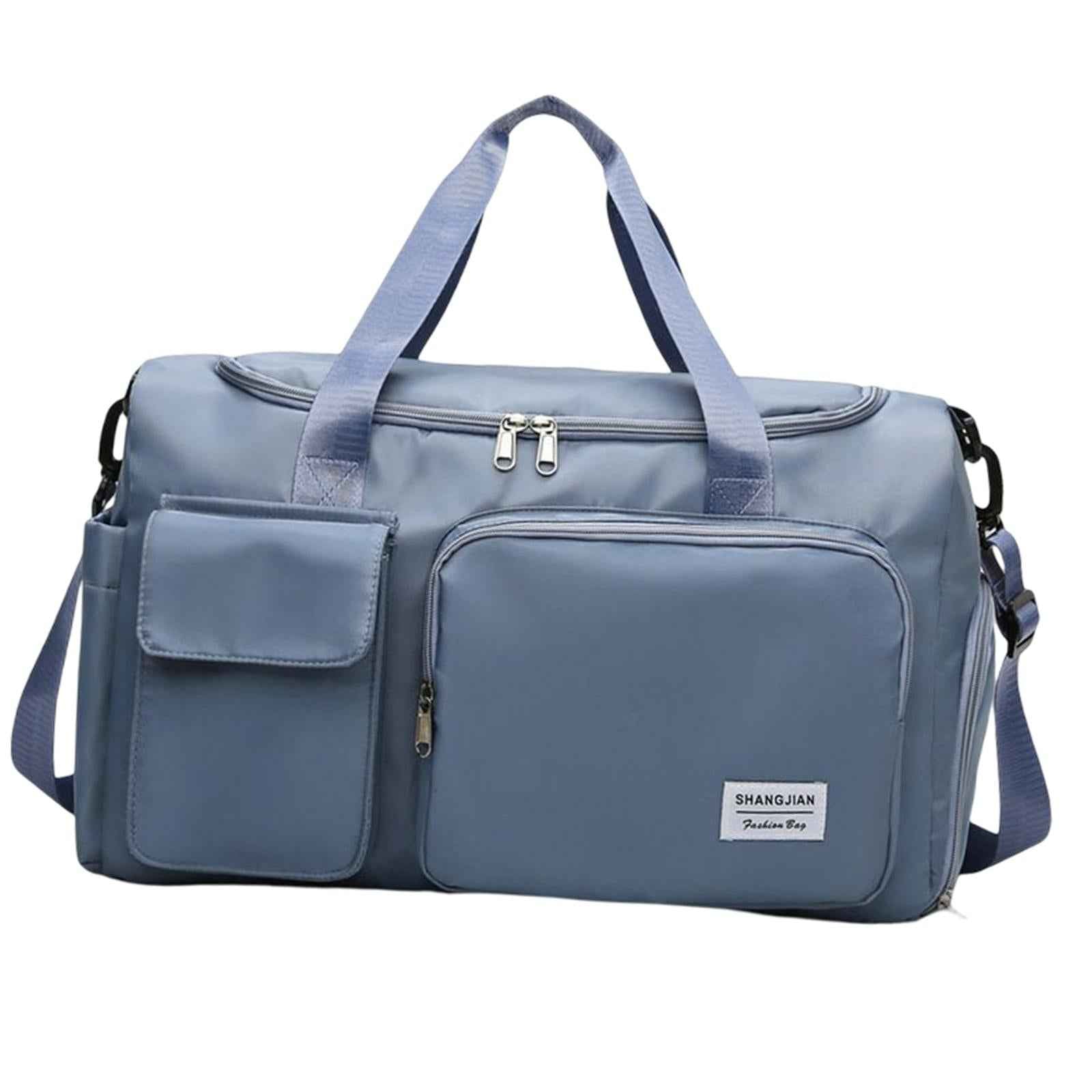 Waterproof Sports Duffel Tote Handbag Wet Pocket Shoulder Bag for Men Women Blue