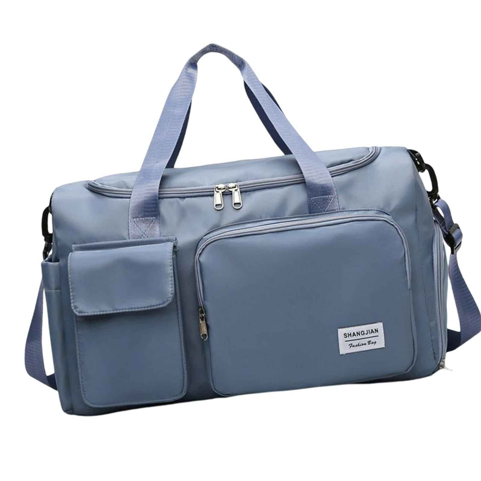 Waterproof Sports Duffel Tote Handbag Wet Pocket Shoulder Bag for Men Women Blue
