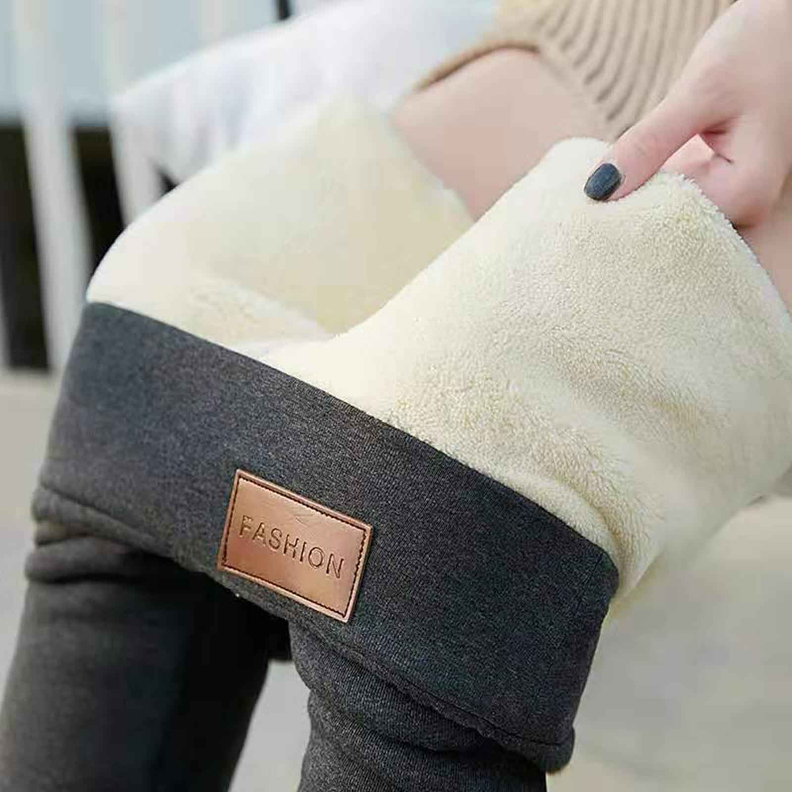 Women Fleece Lined Leggings Thick Velvet Tights High Waist Legging Solid XL