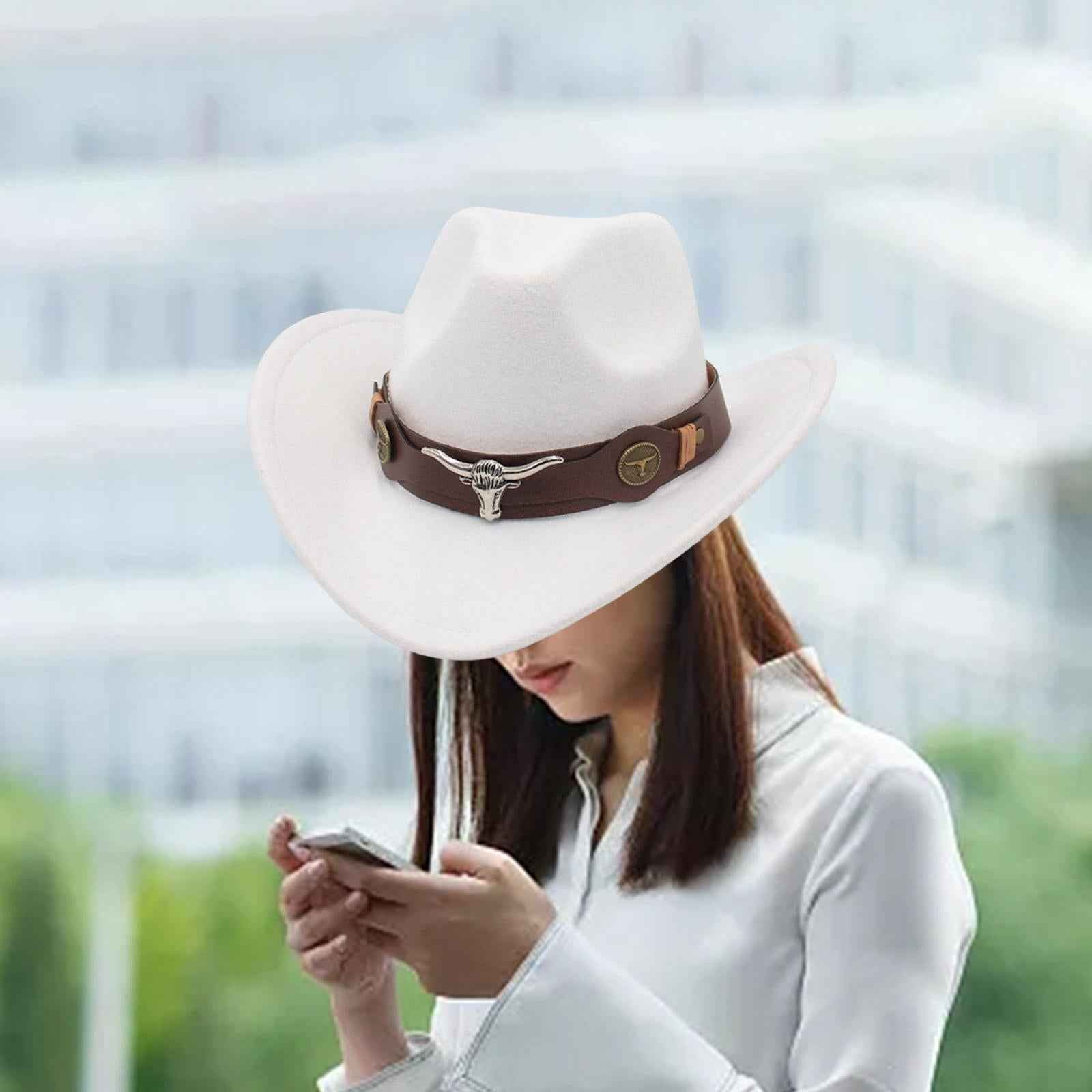 Casual Cowboy Hat Costume Cosplay Sun Protection Hat Summer for Hiking White