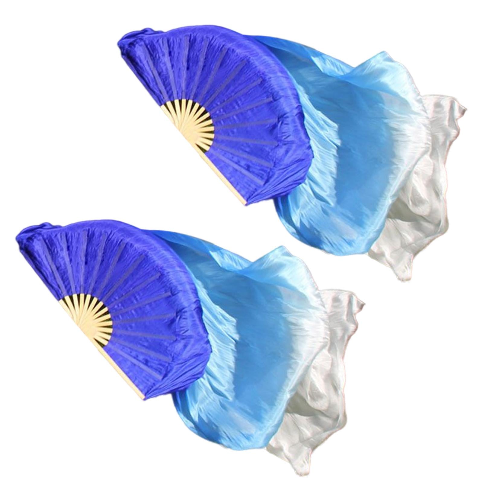 2Pcs Belly Dance Fan Veils 1.8M Performance Dancer Practice Dance Props