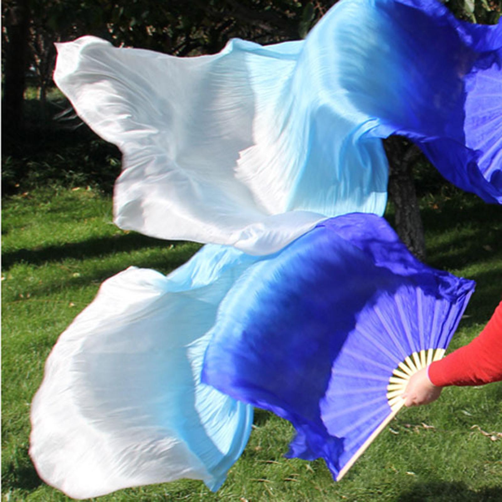 2Pcs Belly Dance Fan Veils 1.8M Performance Dancer Practice Dance Props