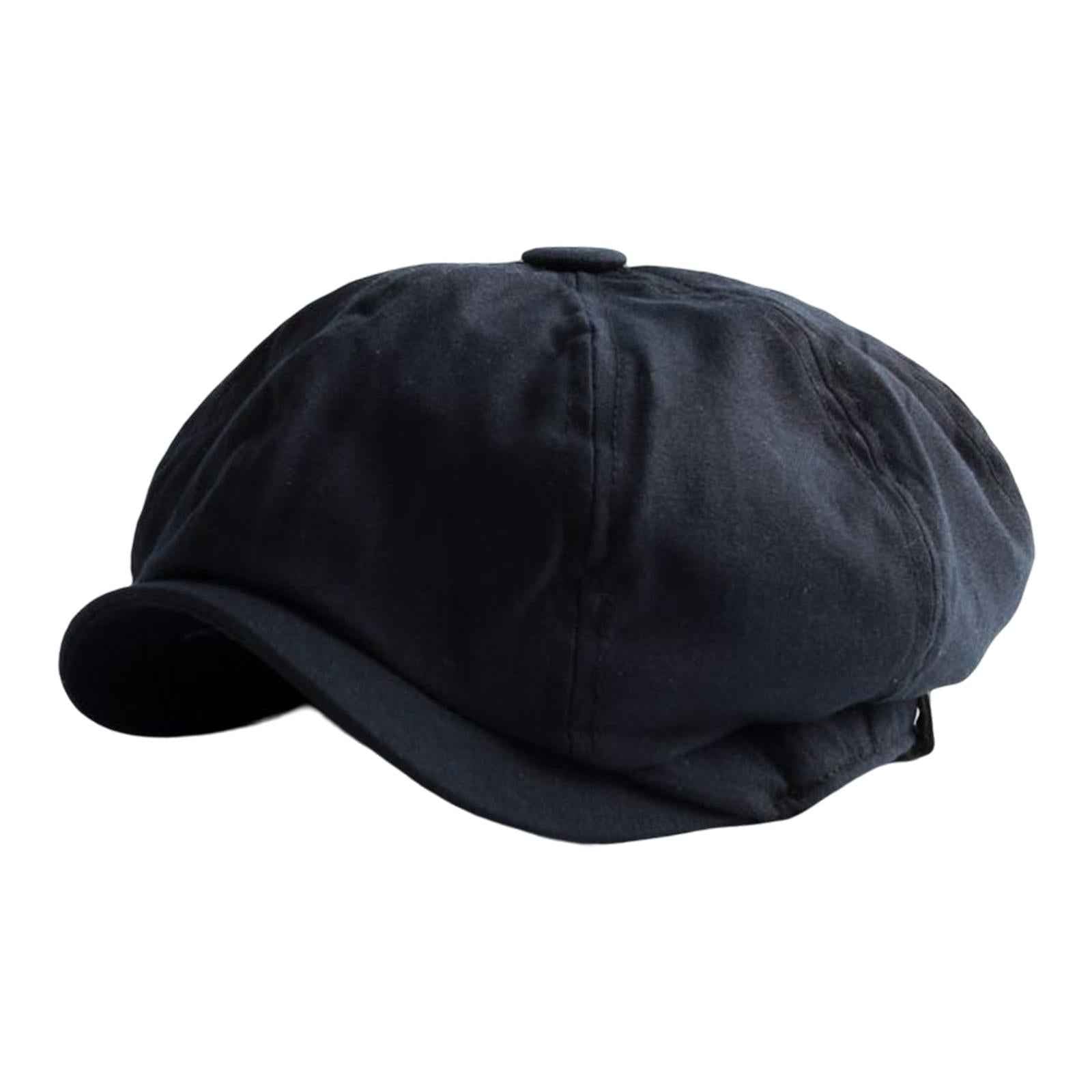 Breathable Mens Newsboy Hat Soft 8 Panels Headwear for Fall Travel Spring L Size Black