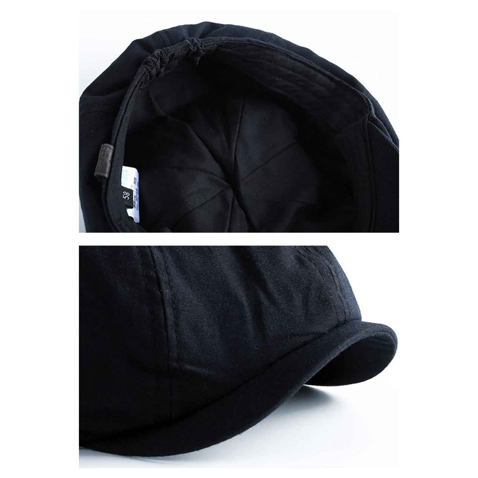 Breathable Mens Newsboy Hat Soft 8 Panels Headwear for Fall Travel Spring L Size Black