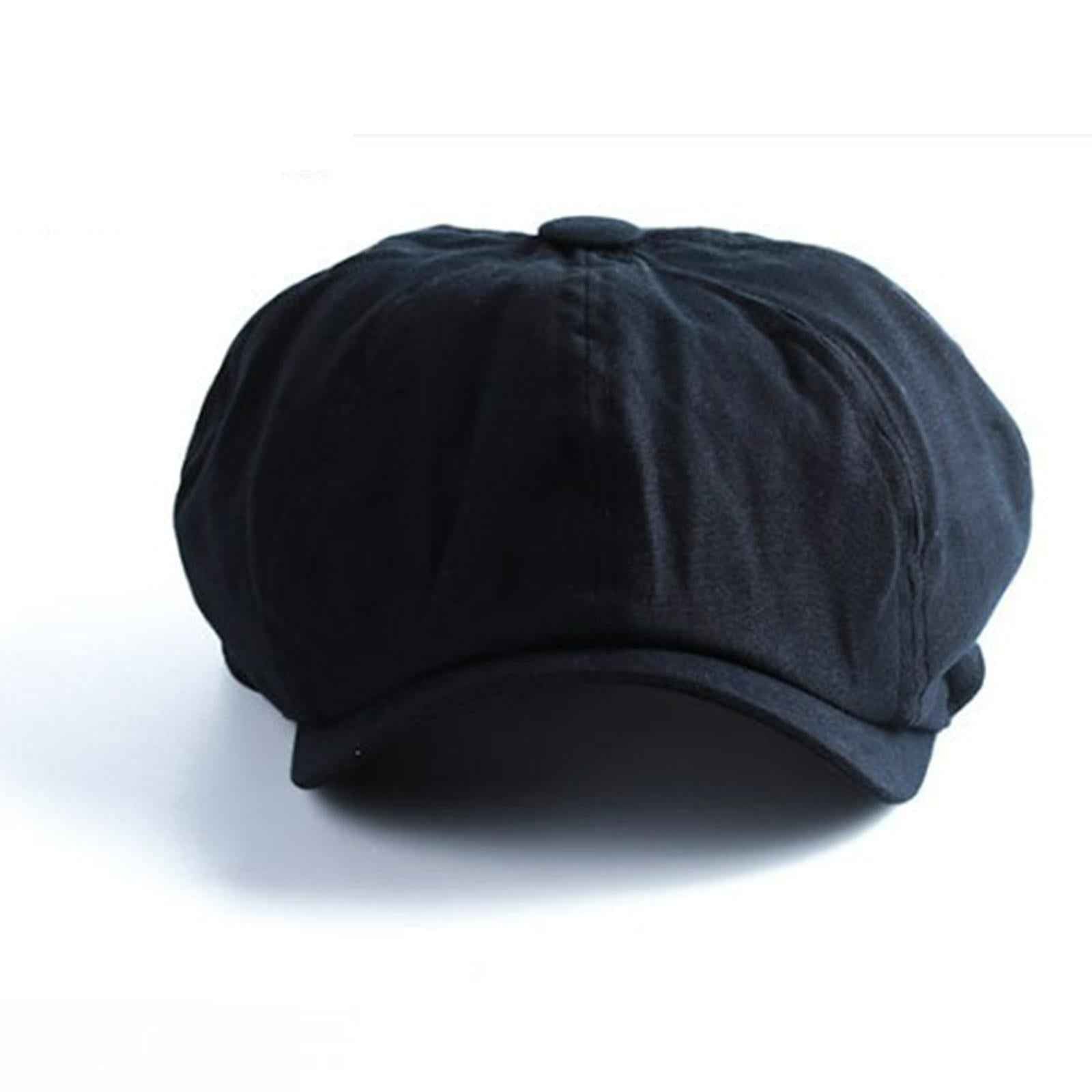 Breathable Mens Newsboy Hat Soft 8 Panels Headwear for Fall Travel Spring L Size Black
