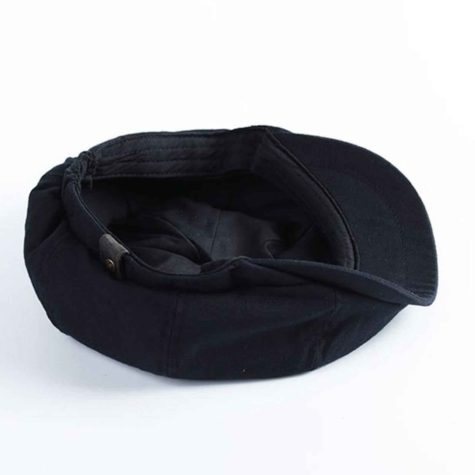 Breathable Mens Newsboy Hat Soft 8 Panels Headwear for Fall Travel Spring L Size Black