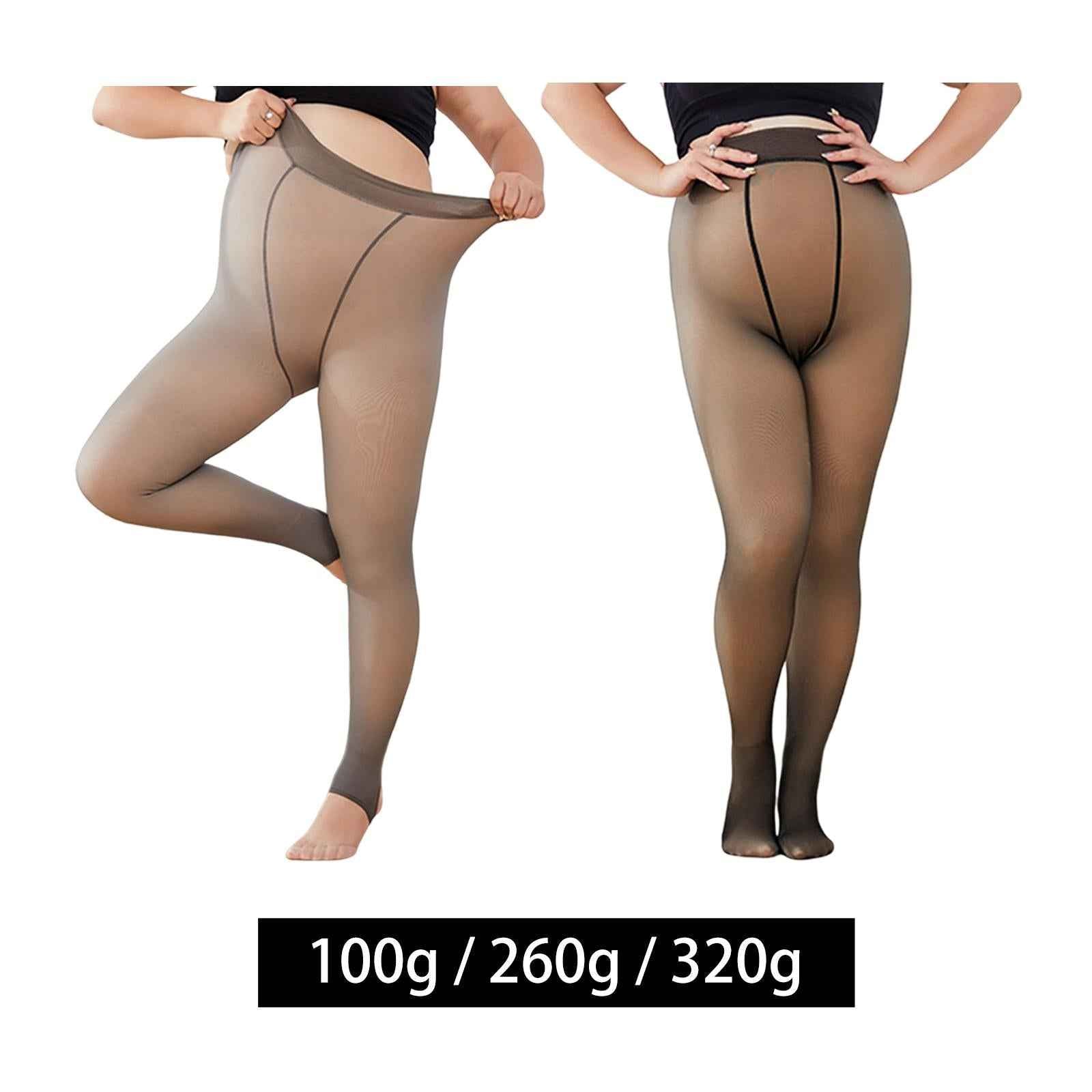 Women Fleece Lined Tights Fake Translucent Pantyhose Pants 100g