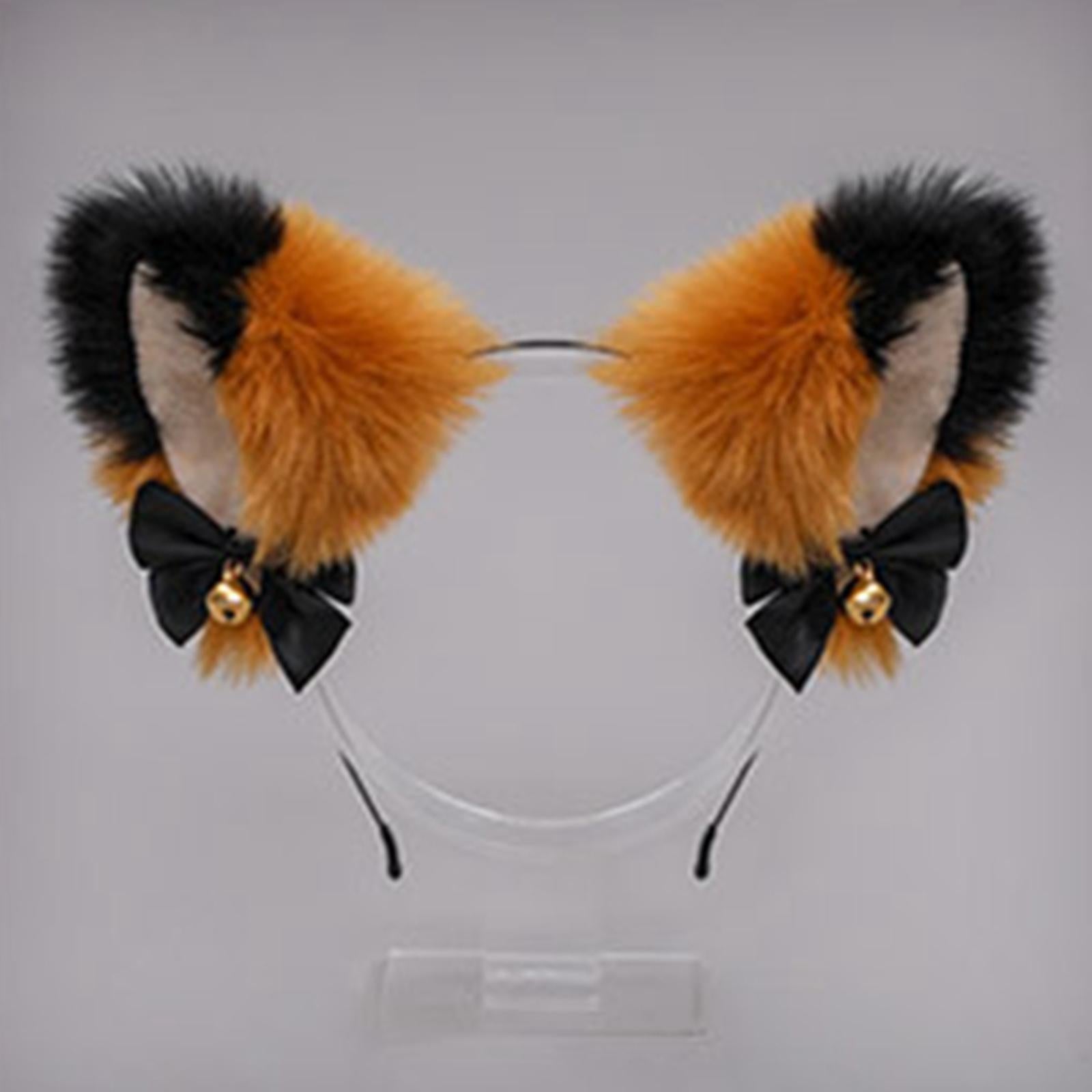 2 Pieces Dog Ears and Tail Set Lolita Cosplay Costume Accessories Black and White