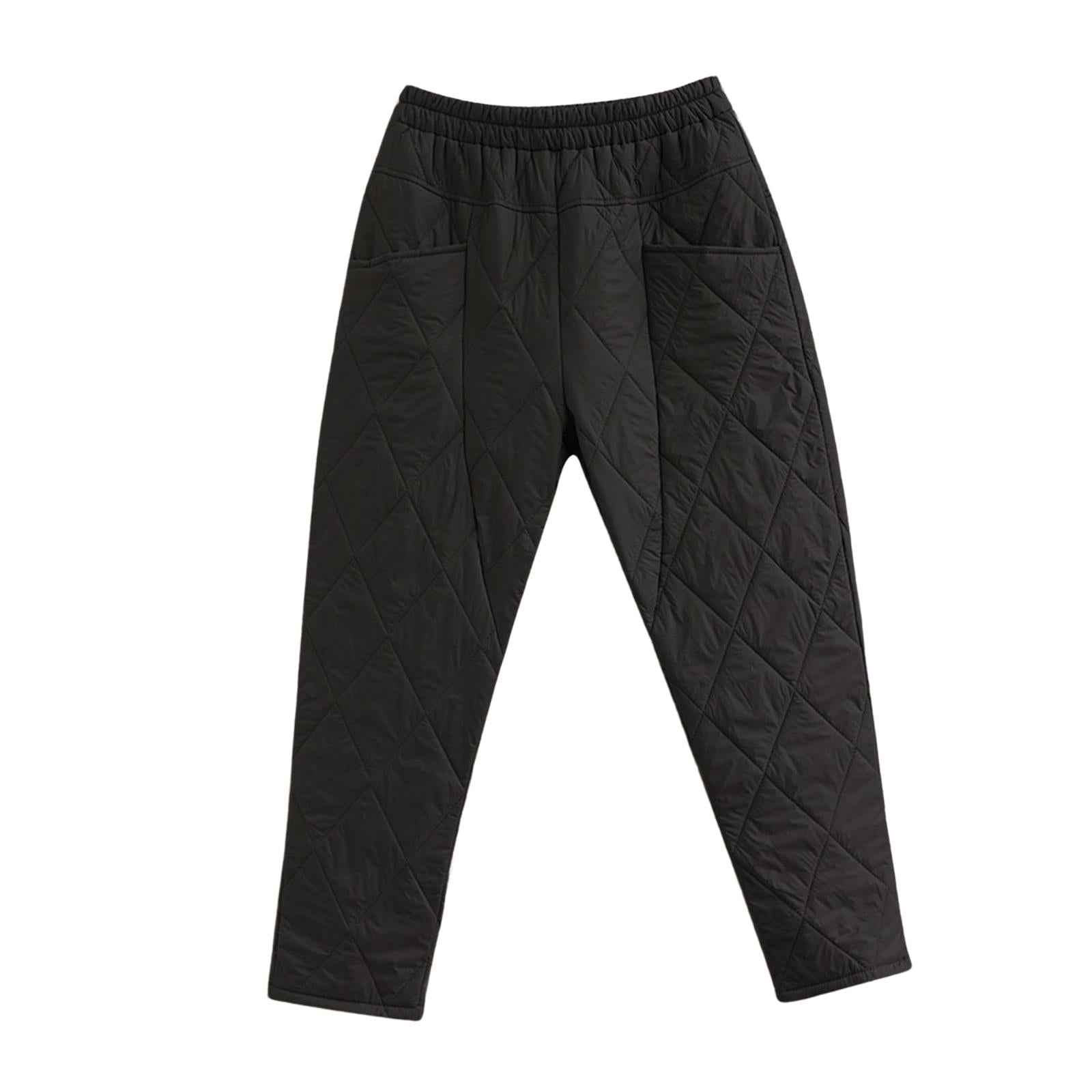 Winter Warm Puffer Down Pants Compression Snow Trousers Elastic High Waisted XL