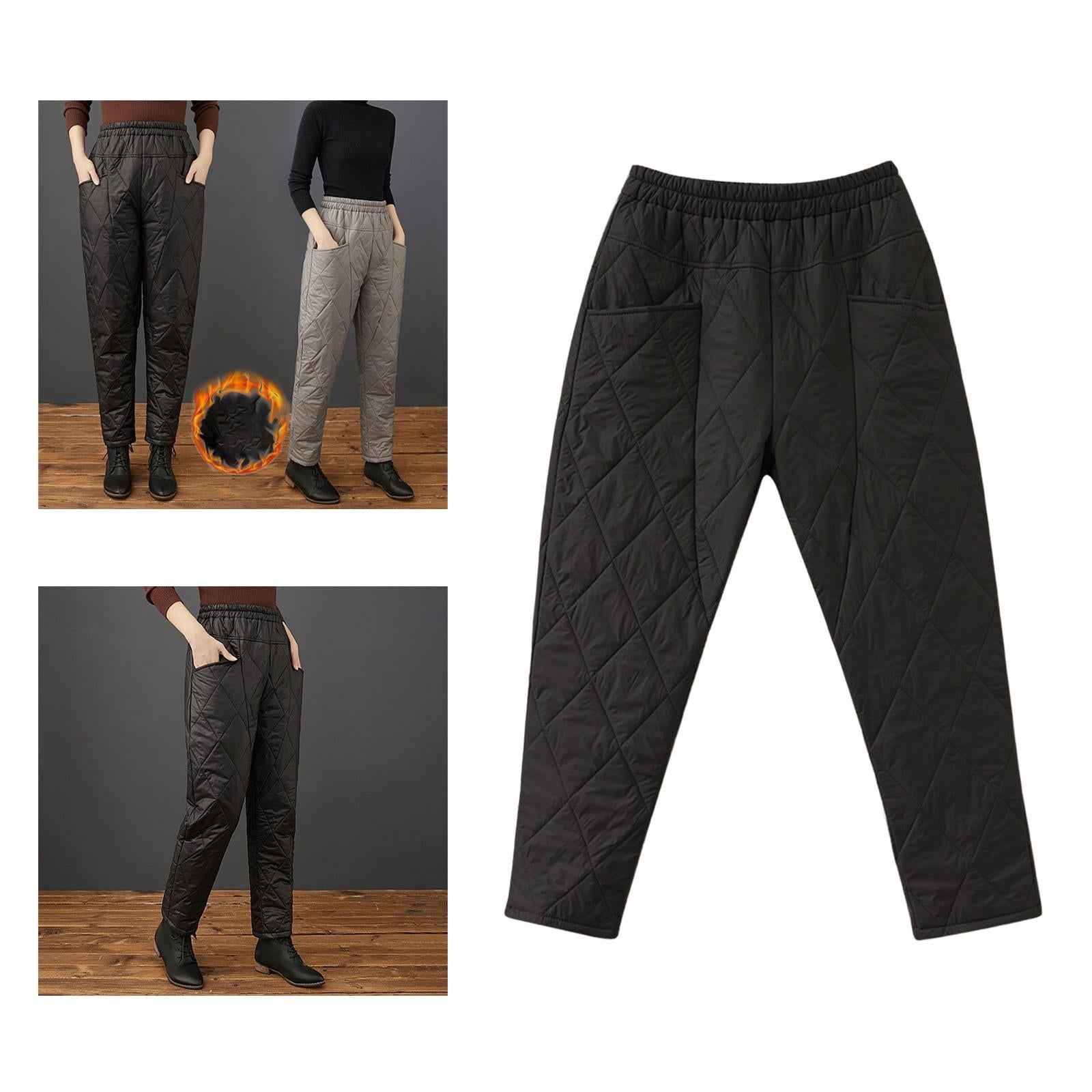 Winter Warm Puffer Down Pants Compression Snow Trousers Elastic High Waisted XL