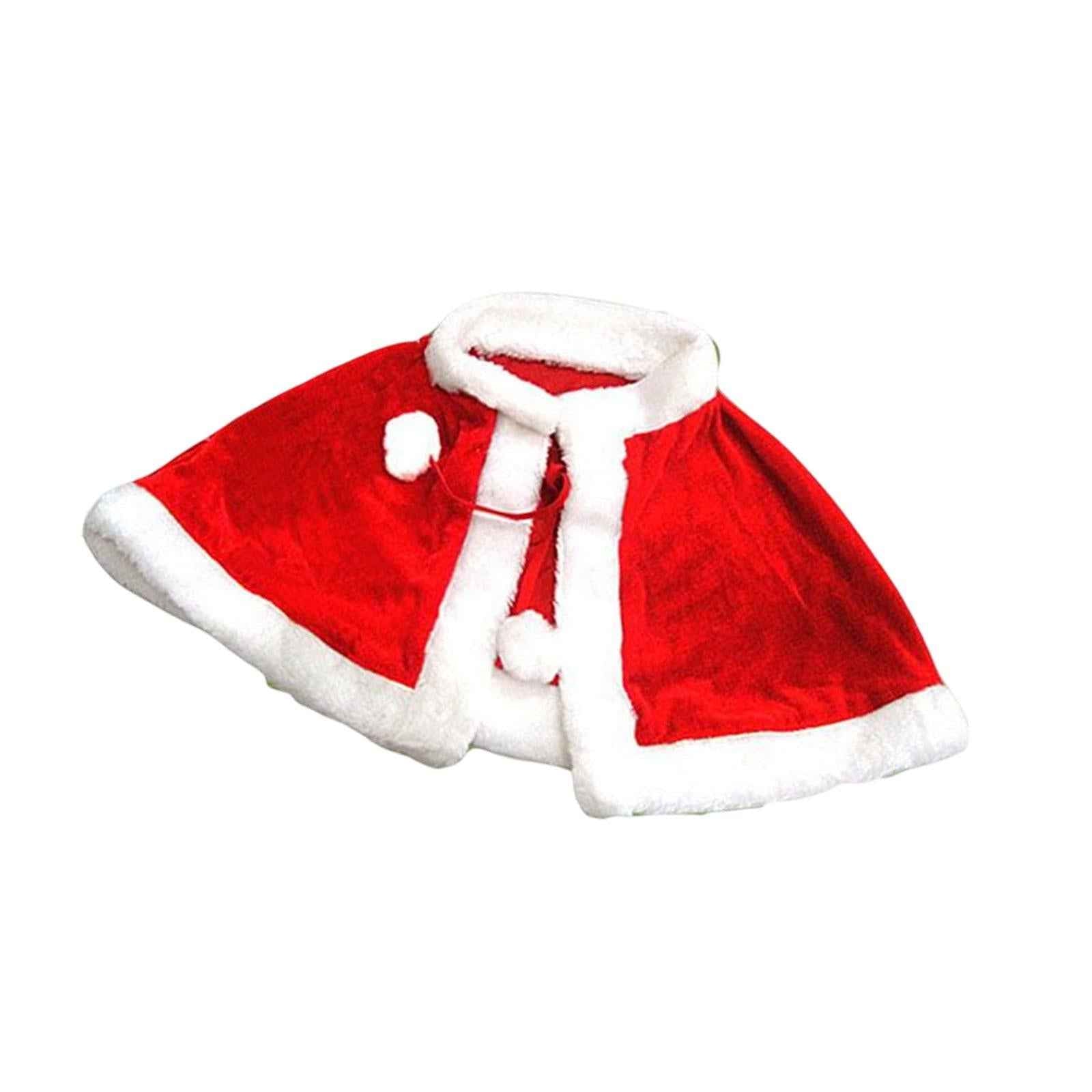 Red Velvet Cape Dress up Christmas Costume Cloak for Carnival Xmas Supplies Kid