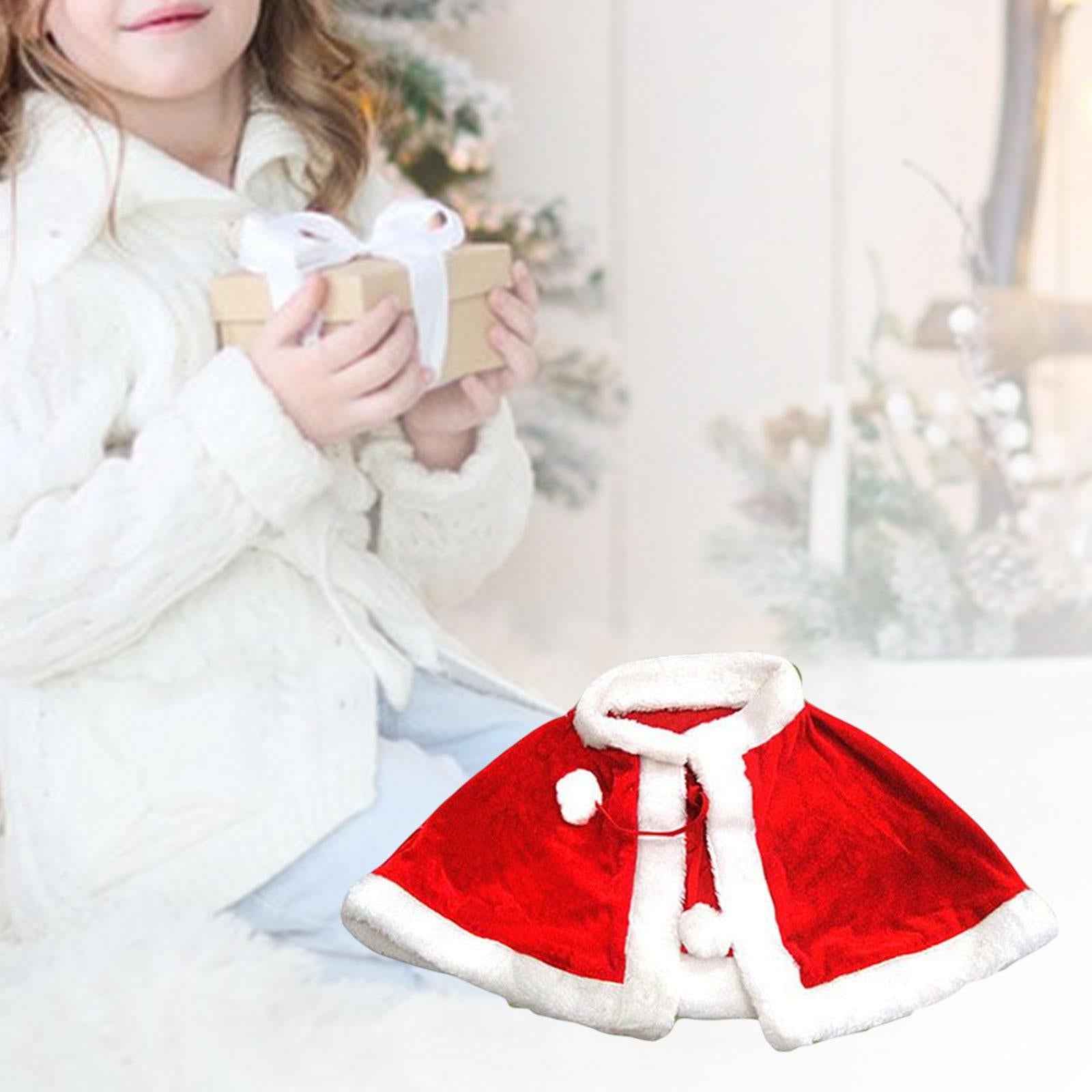 Red Velvet Cape Dress up Christmas Costume Cloak for Carnival Xmas Supplies Kid