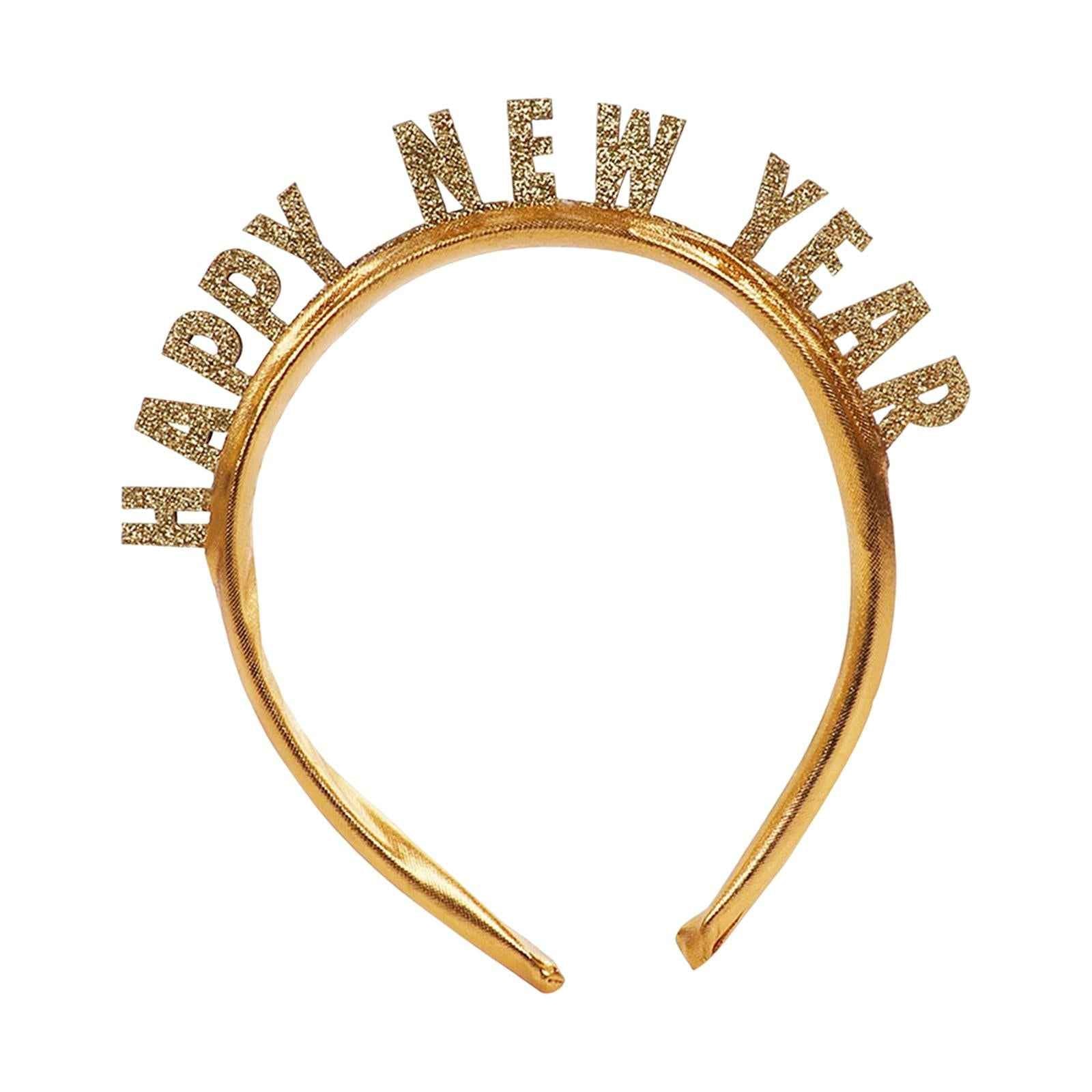 New Year Headband Party Hair Hoop Glitter Letter Hairband for Xmas Costume HAPPY NEW YEAR