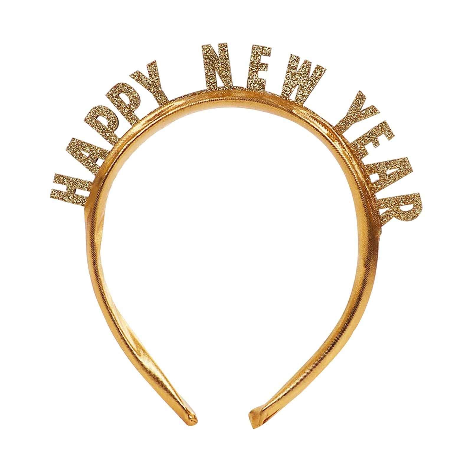 New Year Headband Party Hair Hoop Glitter Letter Hairband for Xmas Costume HAPPY NEW YEAR