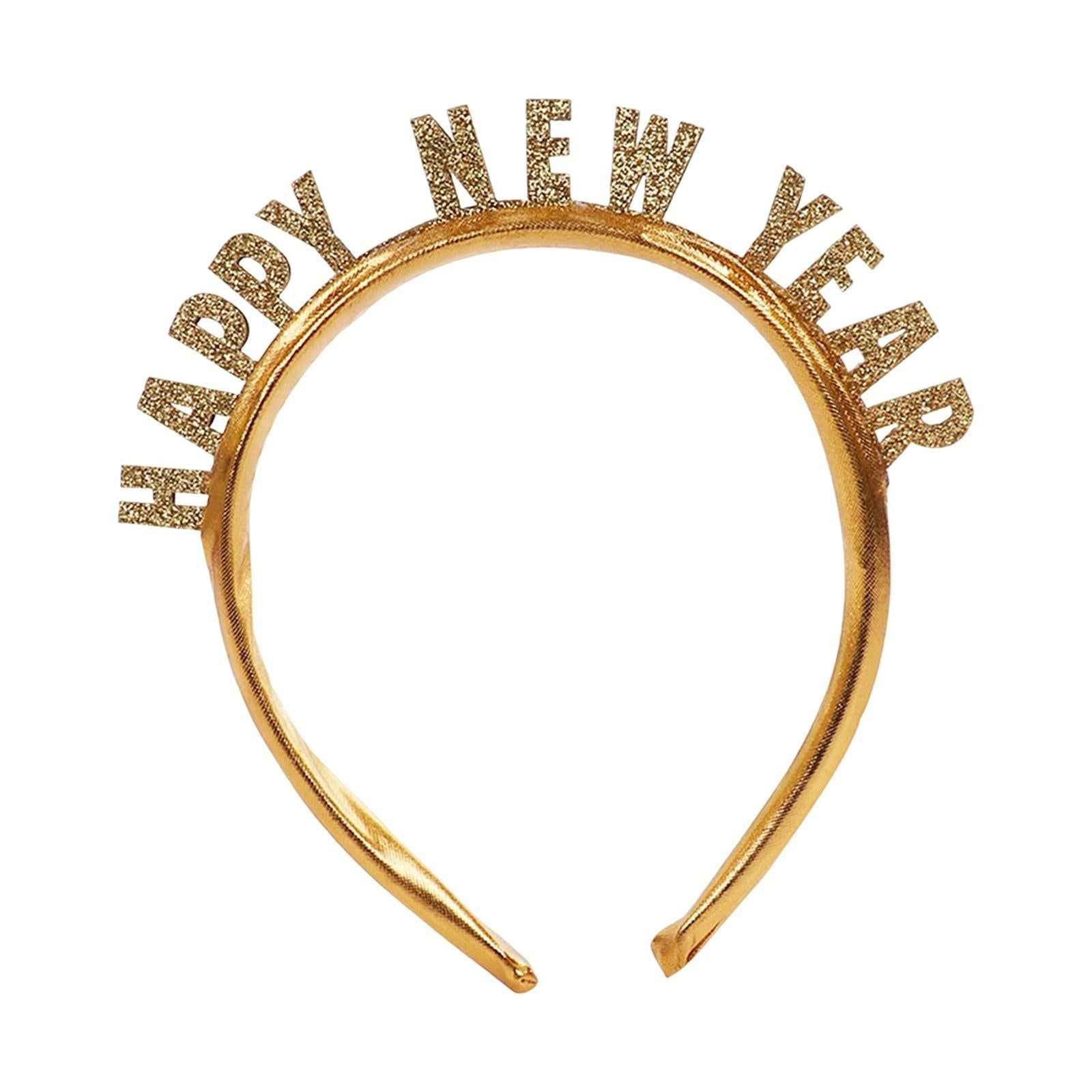 New Year Headband Party Hair Hoop Glitter Letter Hairband for Xmas Costume HAPPY NEW YEAR