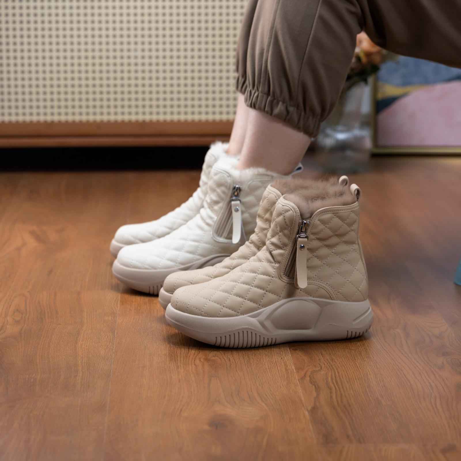 Winter Snow Boots Warm Lined Short Boots Fashion for Trekking Hiker Winter 39 Khaki