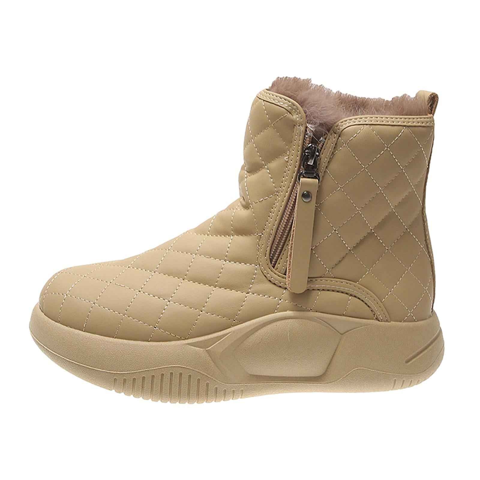 Winter Snow Boots Warm Lined Short Boots Fashion for Trekking Hiker Winter 39 Khaki
