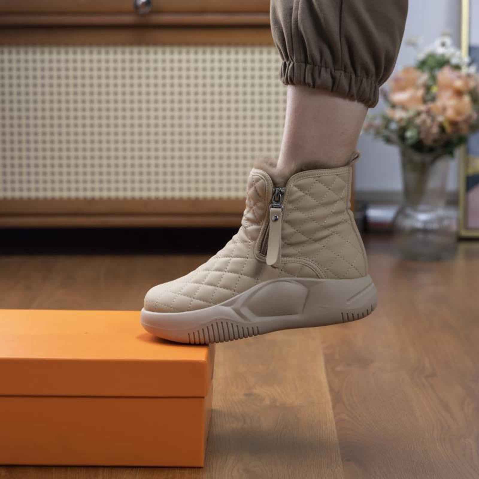 Winter Snow Boots Warm Lined Short Boots Fashion for Trekking Hiker Winter 39 Khaki