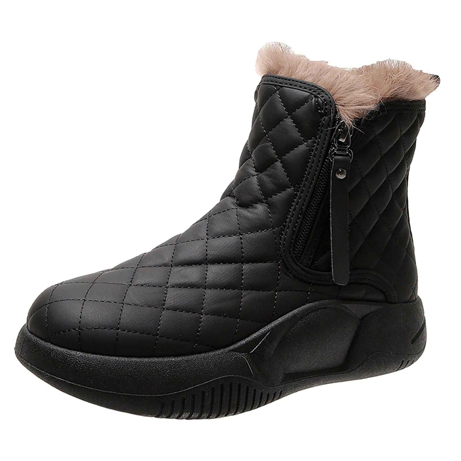 Winter Snow Boots Warm Lined Short Boots Fashion for Trekking Hiker Winter 37 Black