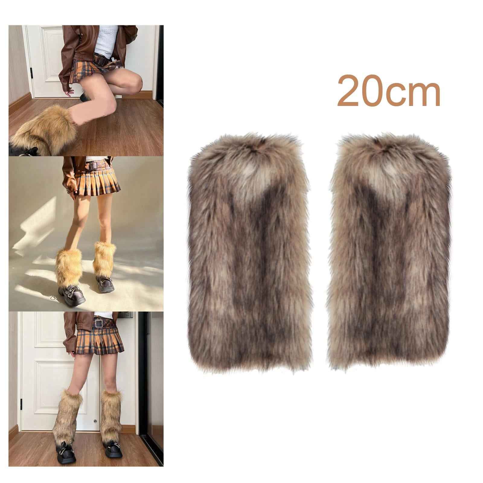 2Pcs Fashion Leg Warmers Boot Covers Cuff Cover Furry Costume Girls 20cm