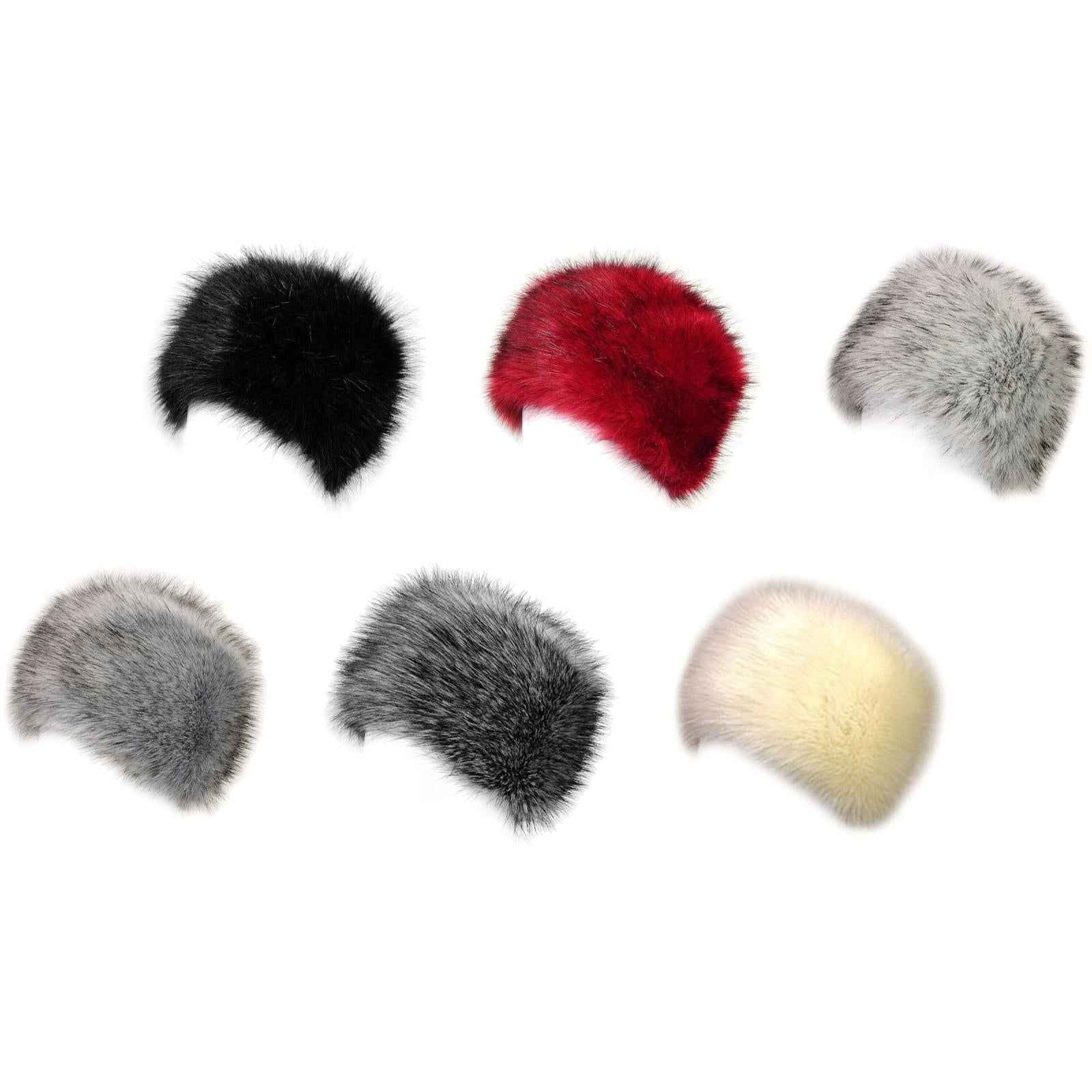 Winter Faux Fur Hat Headwear Motorcycle Windproof Cossack Russian Ski Cap Black