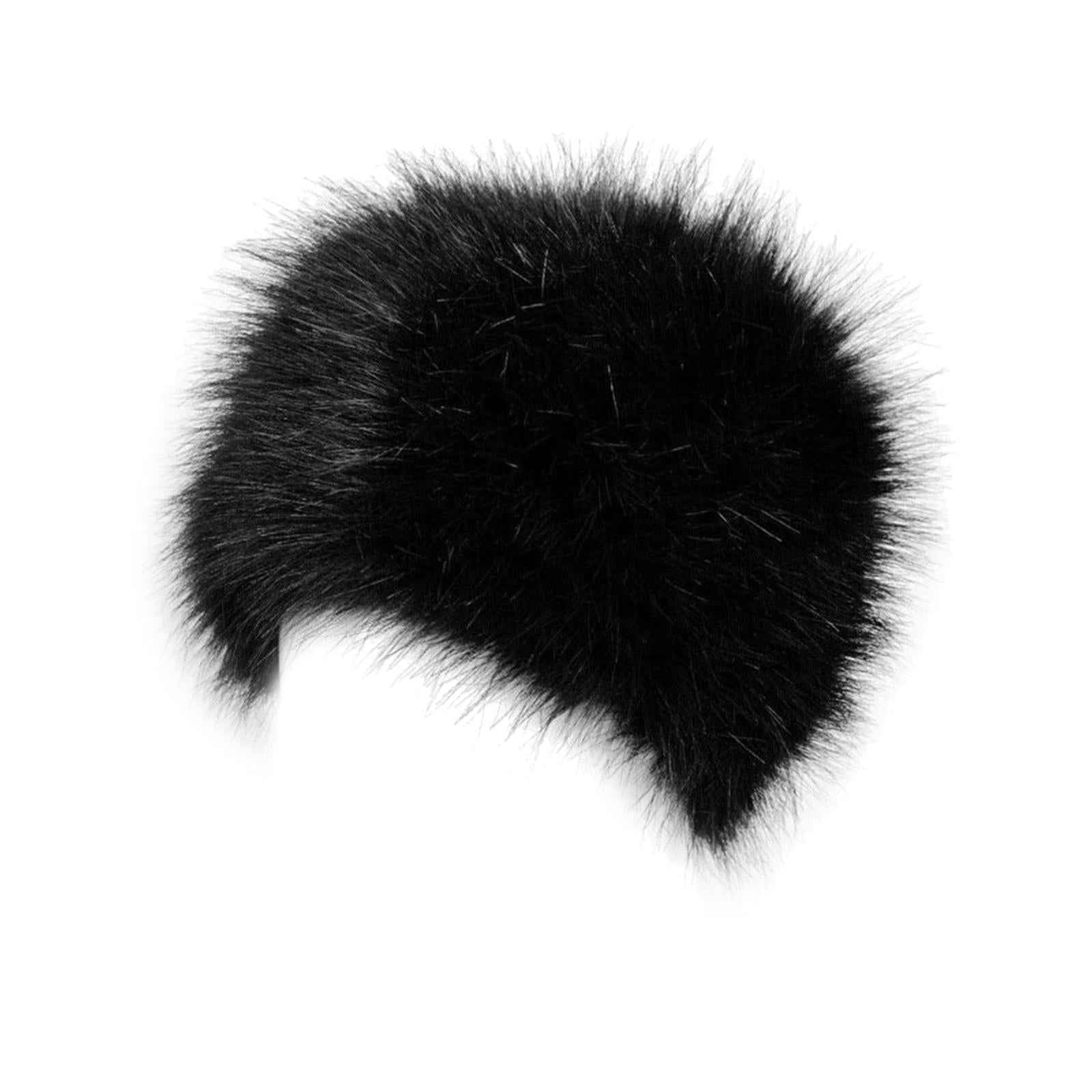 Winter Faux Fur Hat Headwear Motorcycle Windproof Cossack Russian Ski Cap Black