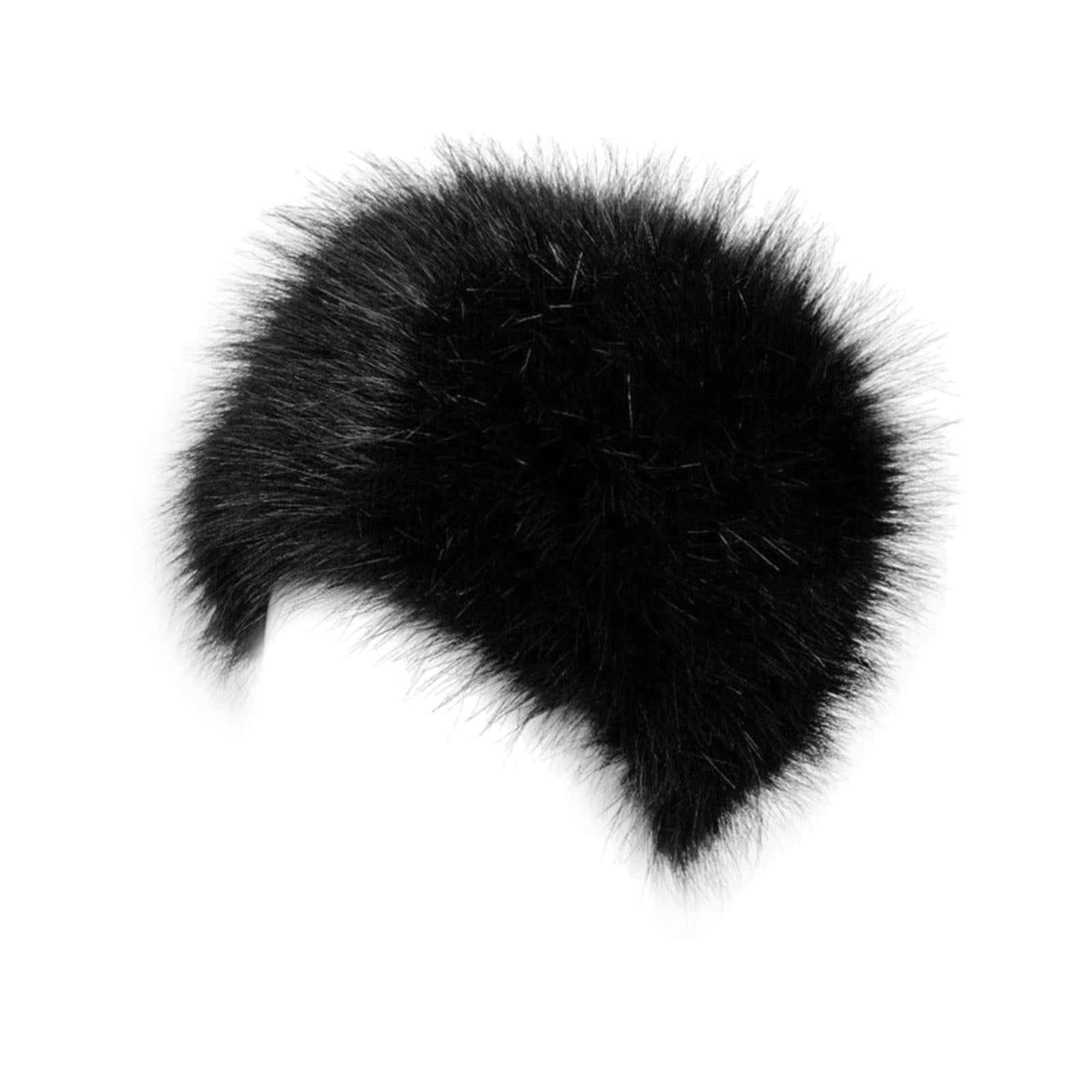 Winter Faux Fur Hat Headwear Motorcycle Windproof Cossack Russian Ski Cap Black