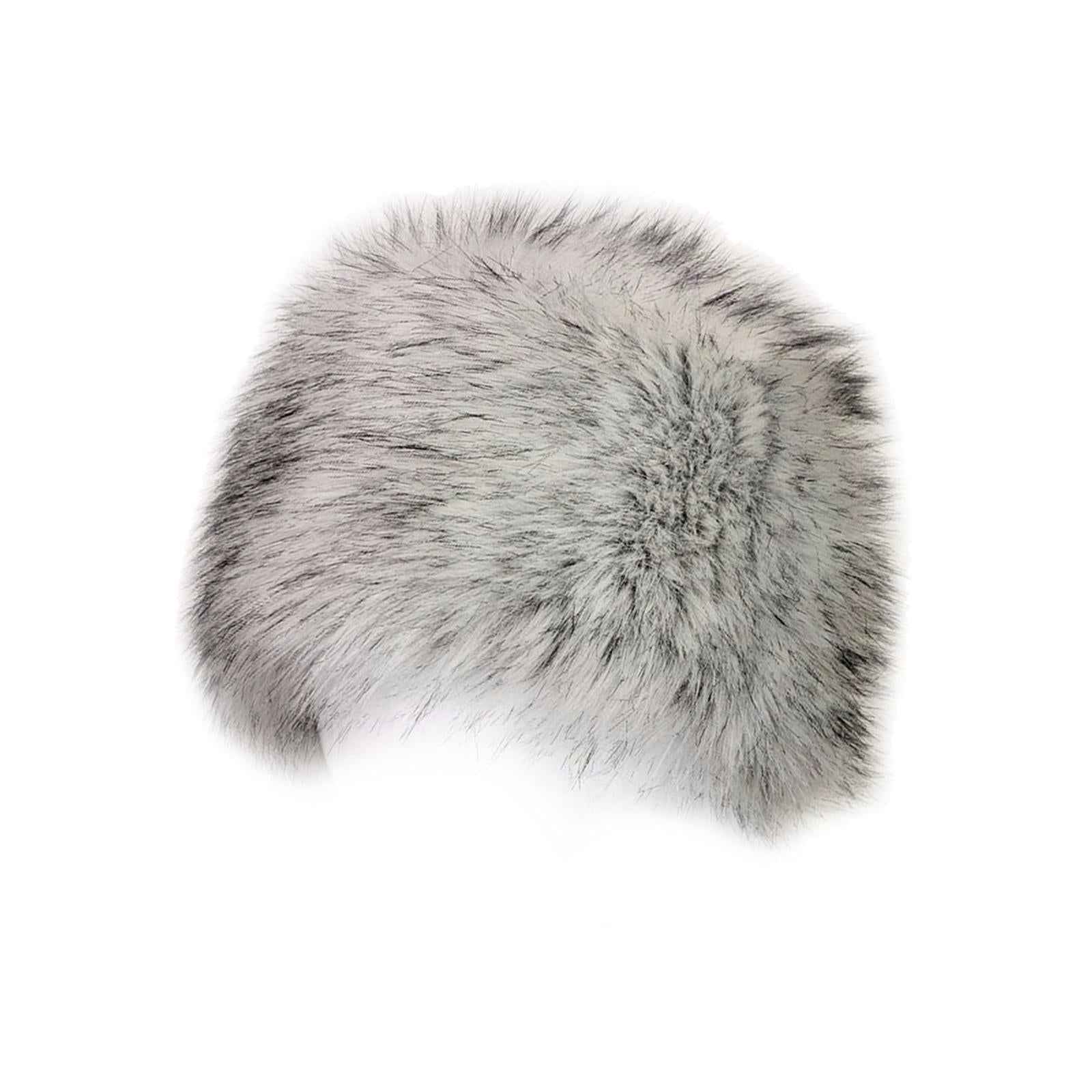 Winter Faux Fur Hat Headwear Motorcycle Windproof Cossack Russian Ski Cap White Black