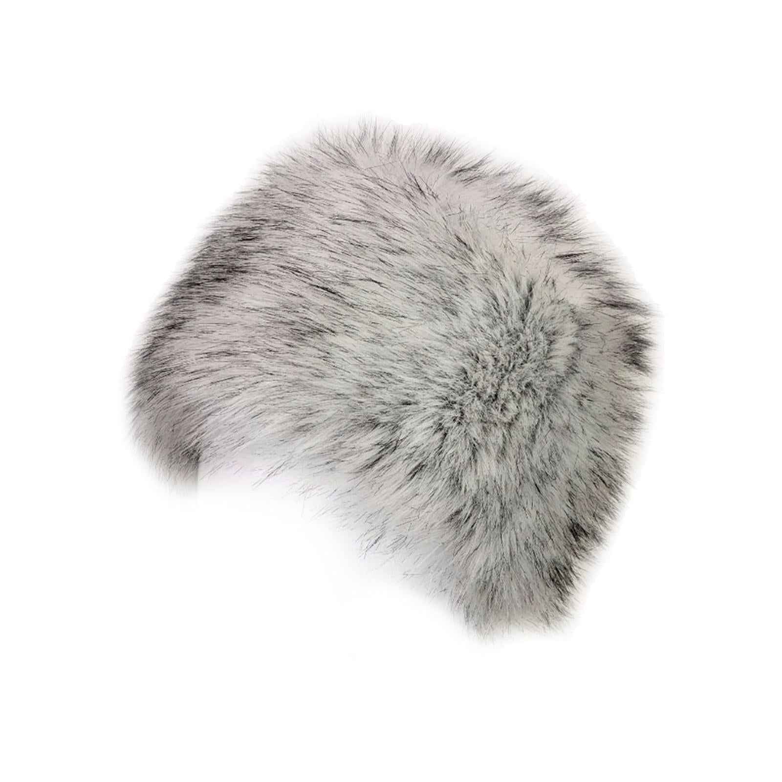 Winter Faux Fur Hat Headwear Motorcycle Windproof Cossack Russian Ski Cap White Black