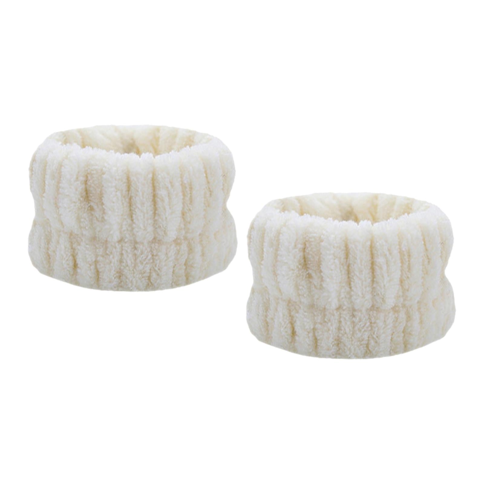 2x2Pcs Face Washing Wristbands Microfiber Wrist Towels Band for Female Girls Beige