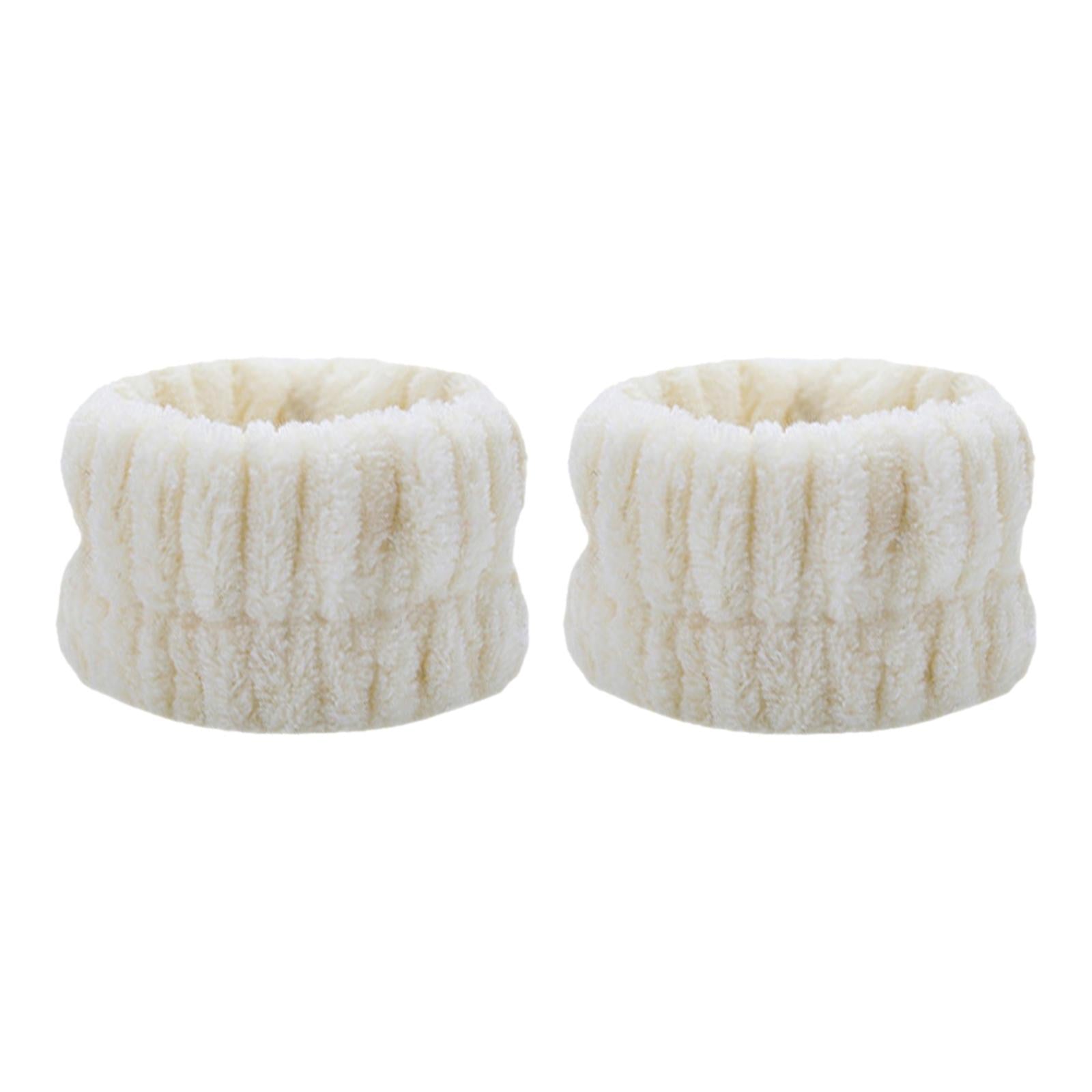2x2Pcs Face Washing Wristbands Microfiber Wrist Towels Band for Female Girls Beige