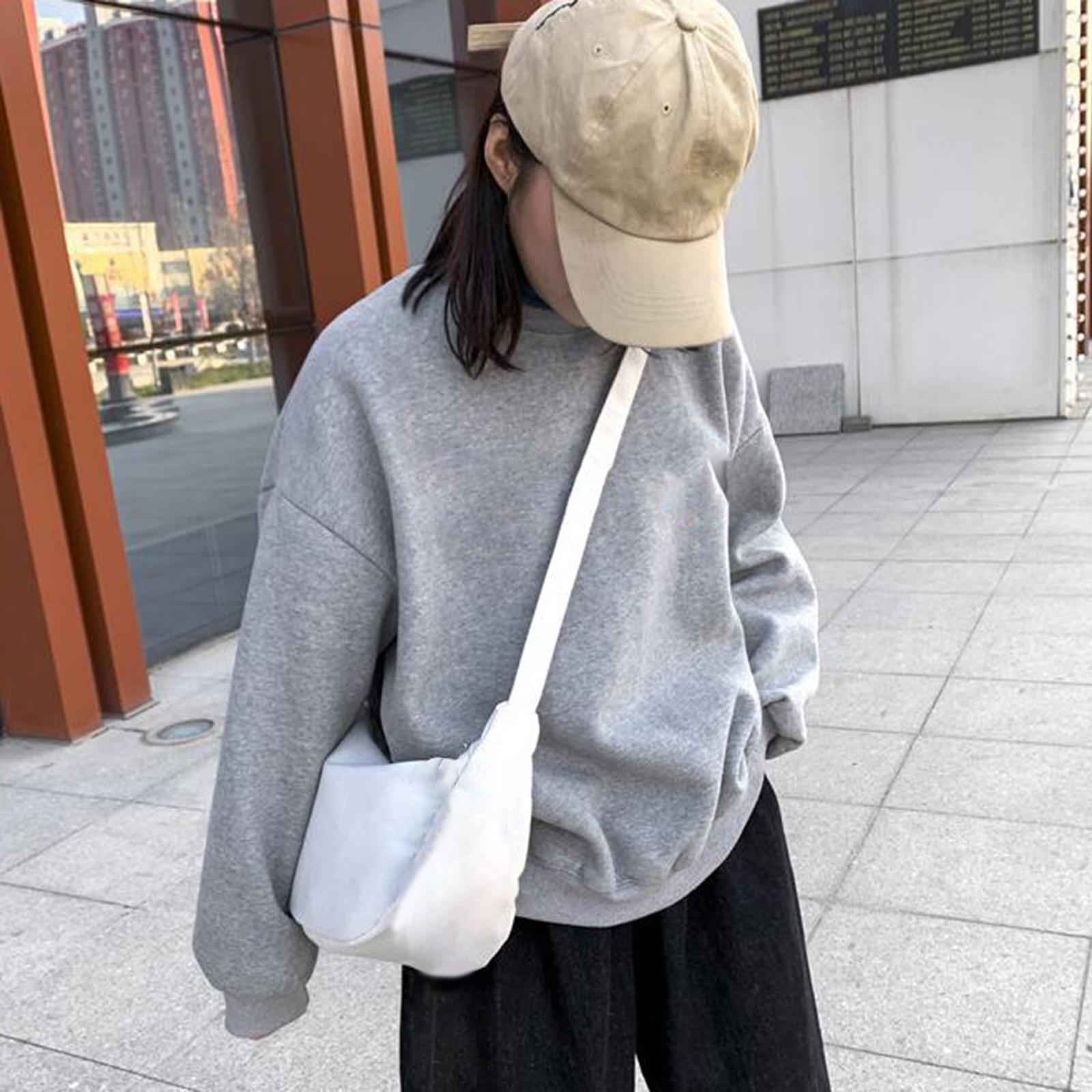 Women Crossbody Bags Underarm Bags Satchels Canvas Shoulder Bag for Sports White