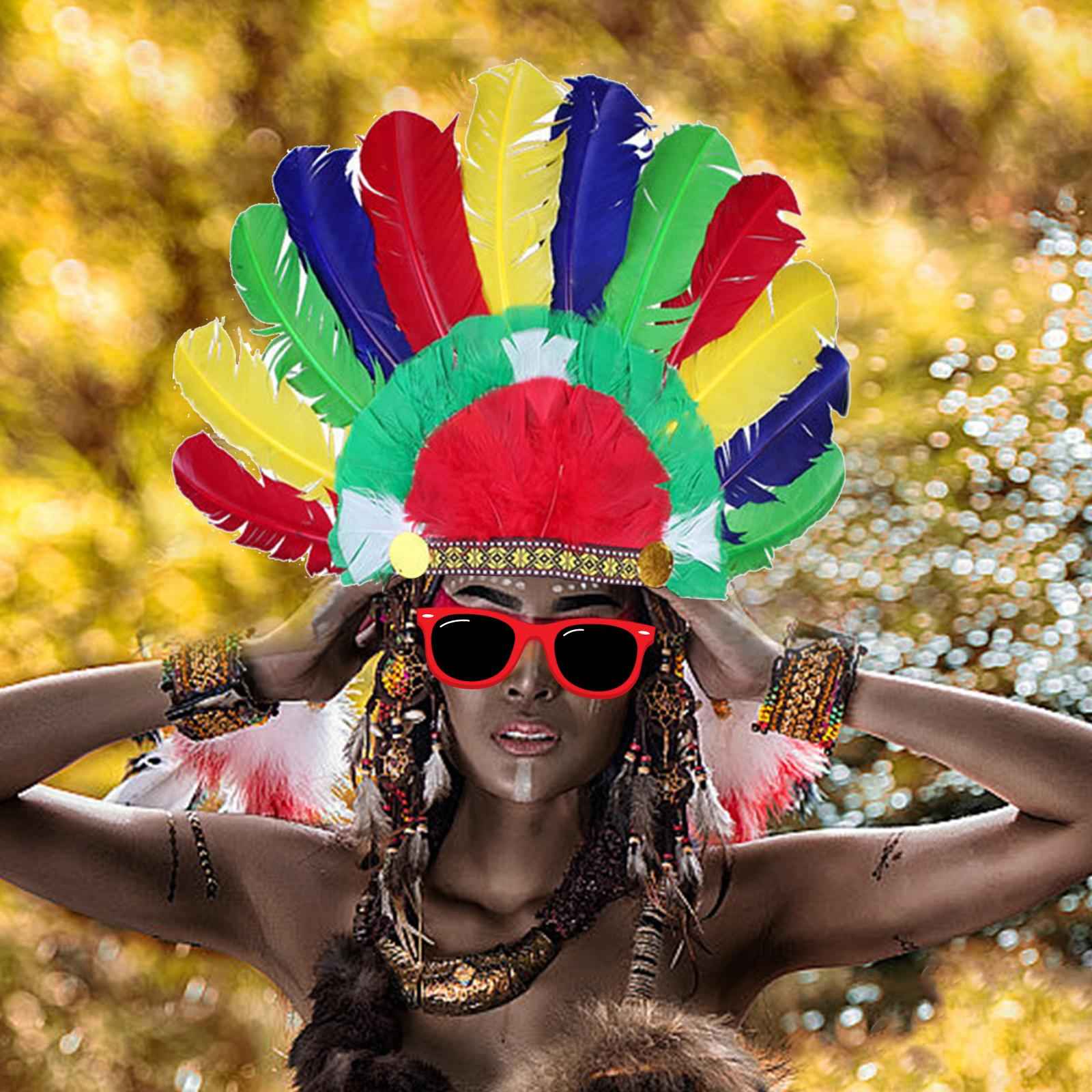 Feather Headdress Indian Hat Headwear for Performance Party Carnival Costume Style E