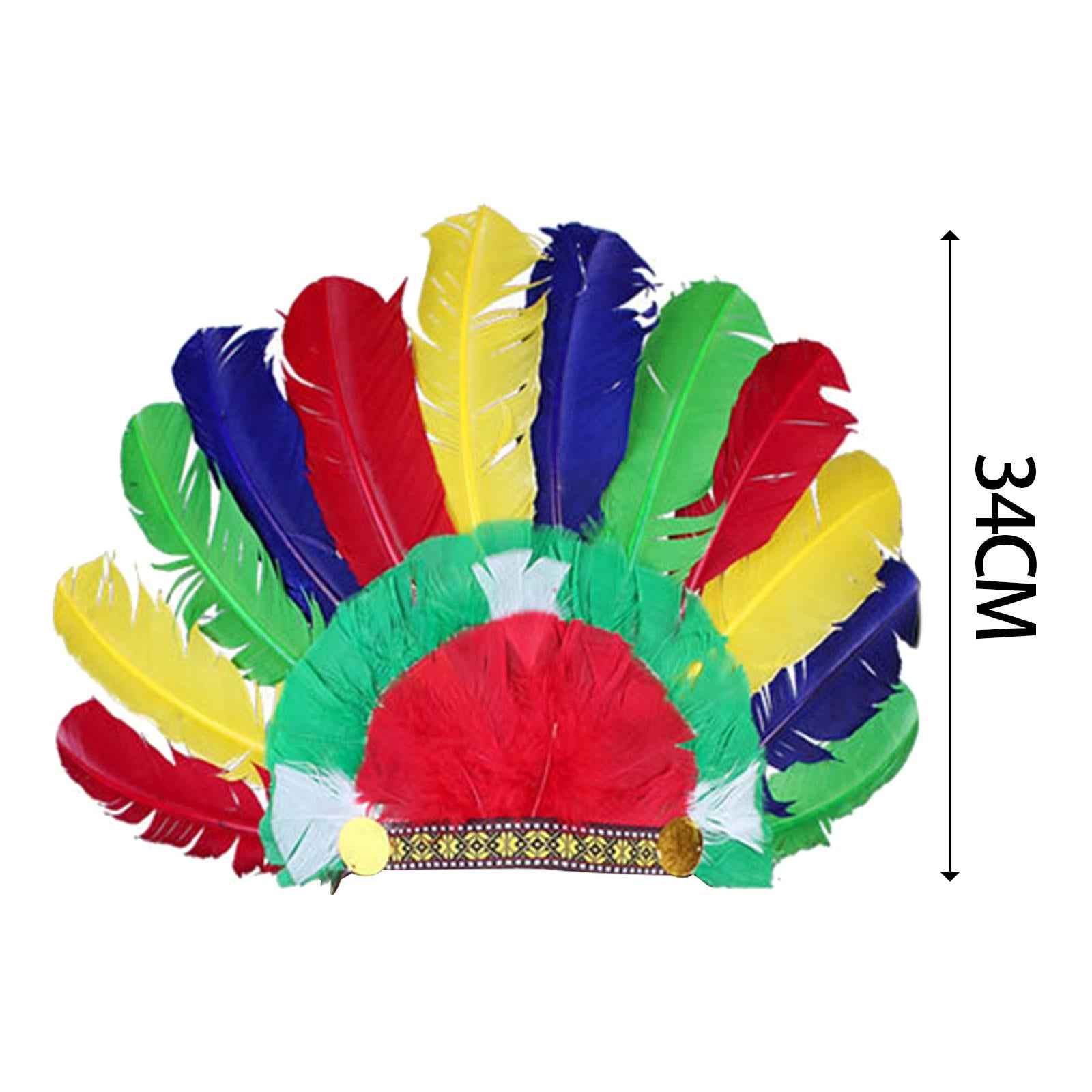 Feather Headdress Indian Hat Headwear for Performance Party Carnival Costume Style E