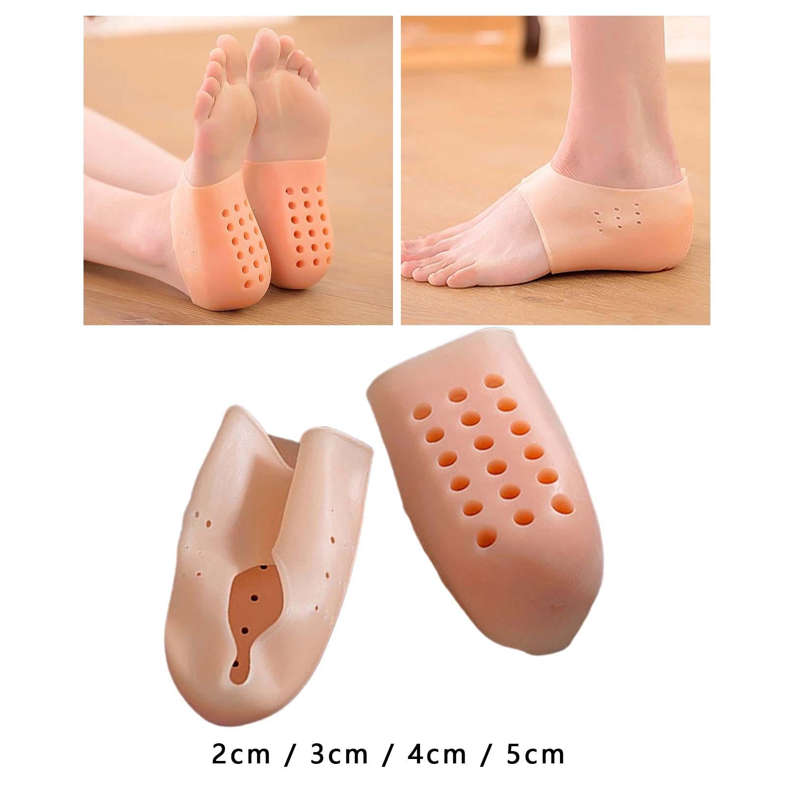 3x2x Height Increase Gel Sleeves Soft Silicone Heel Socks for Sneakers Dancing 2.0CM