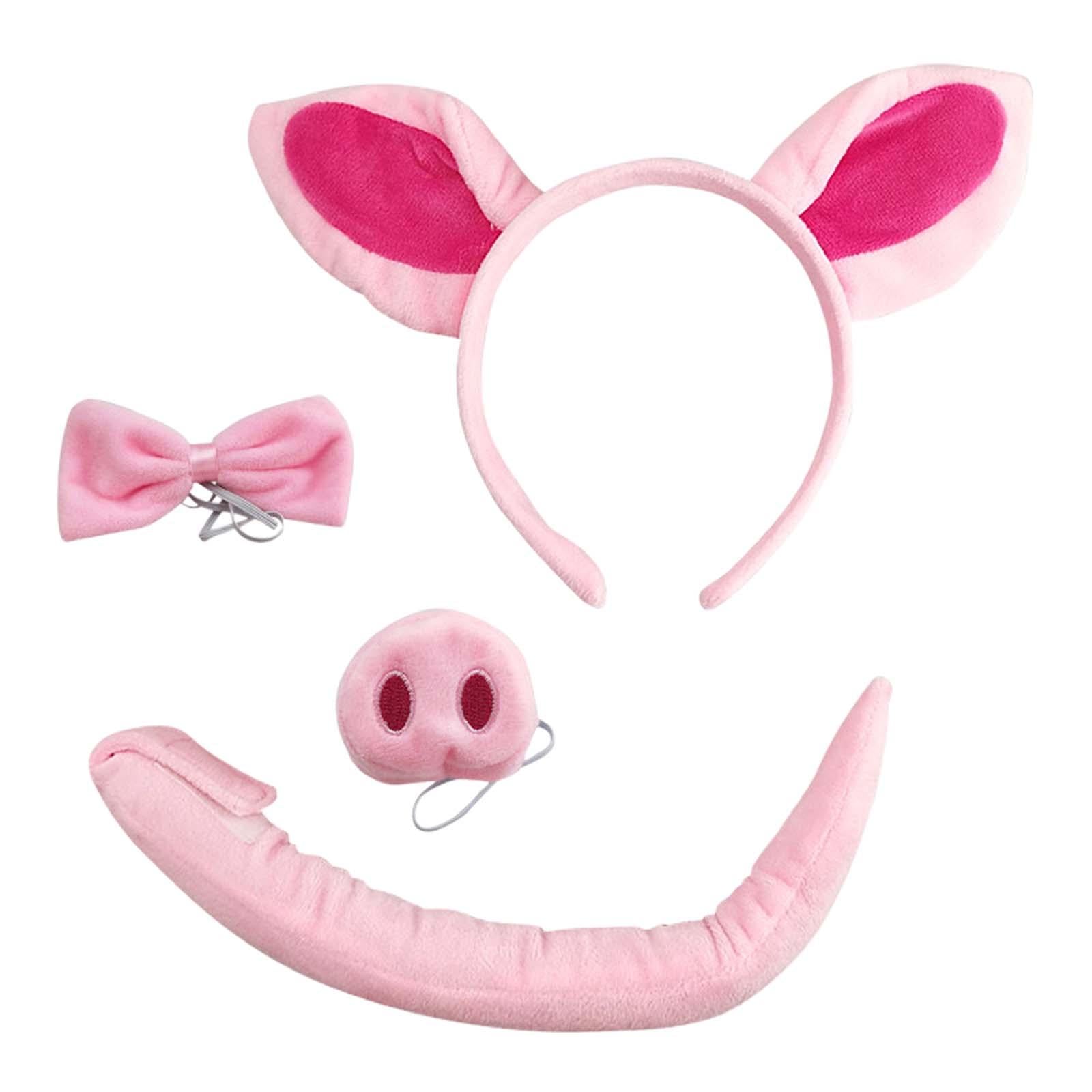 Ears Headband Nose Bowtie Tail Animal Pig Costume for Carnival Dress up Kids