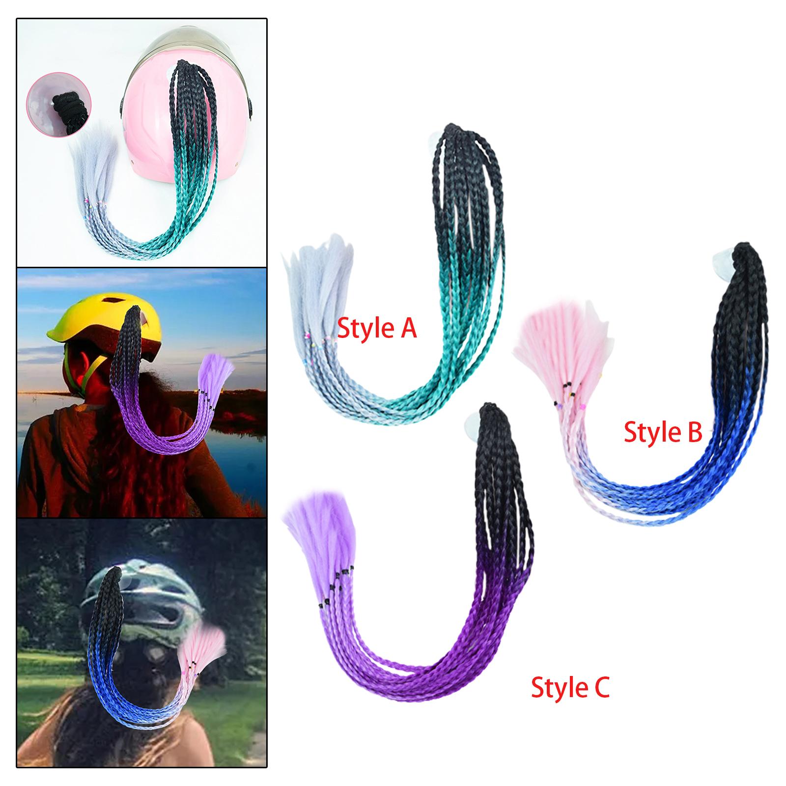 Helmet Pigtails Braids Punk Curly Hair 65cm Gradient Ramp for Female Men Style A